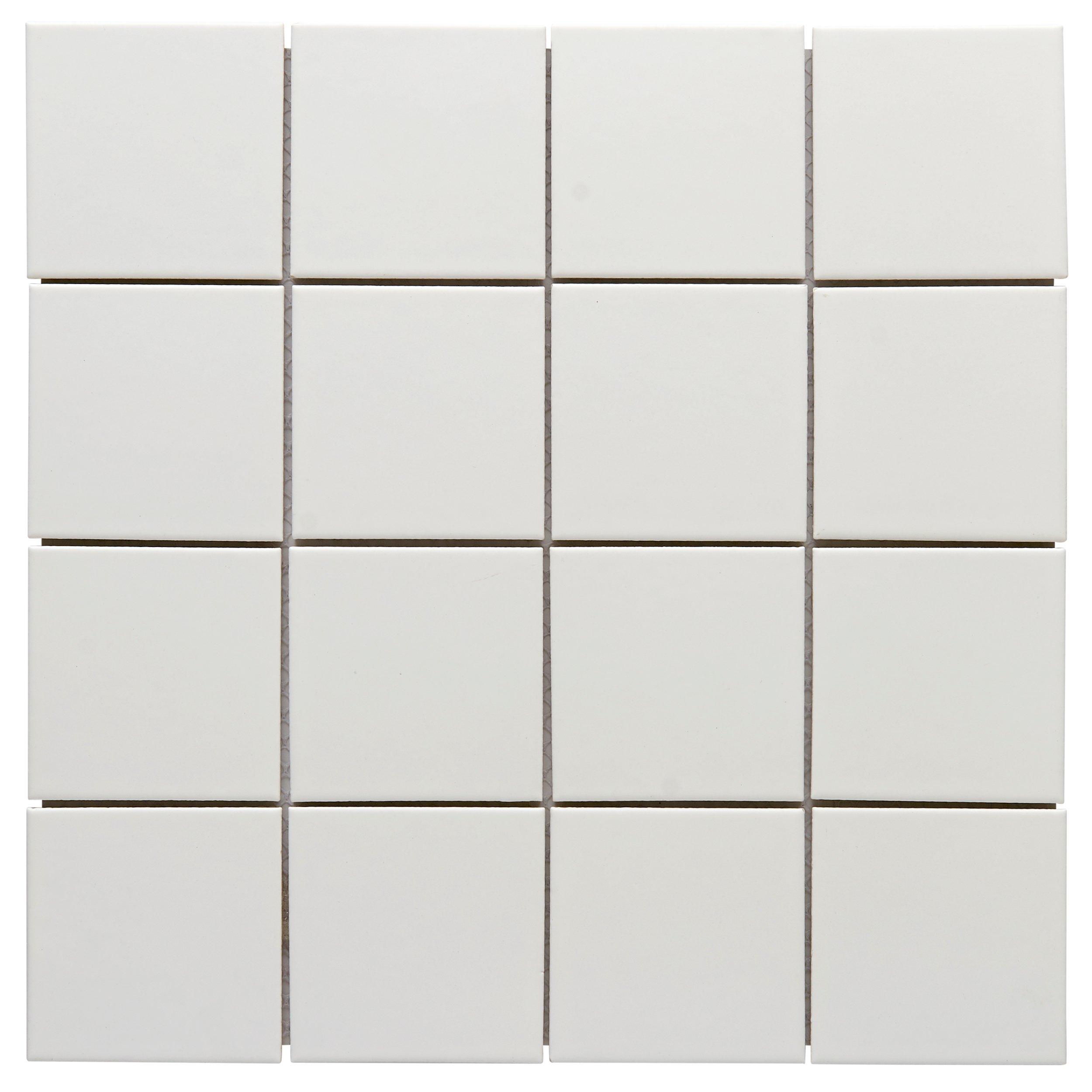 Simple White 1x1 Square Ceramic Mosaic Matte – Tilezz