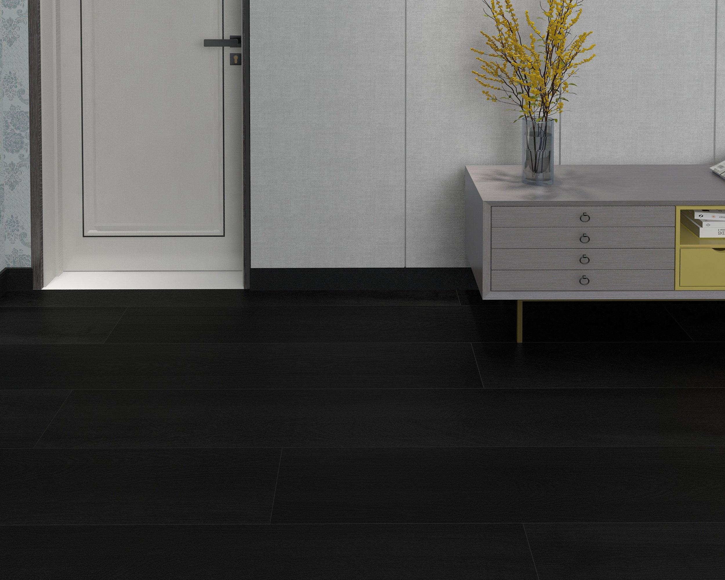 Black Marble Luxury Vinyl Tile - Cork Back