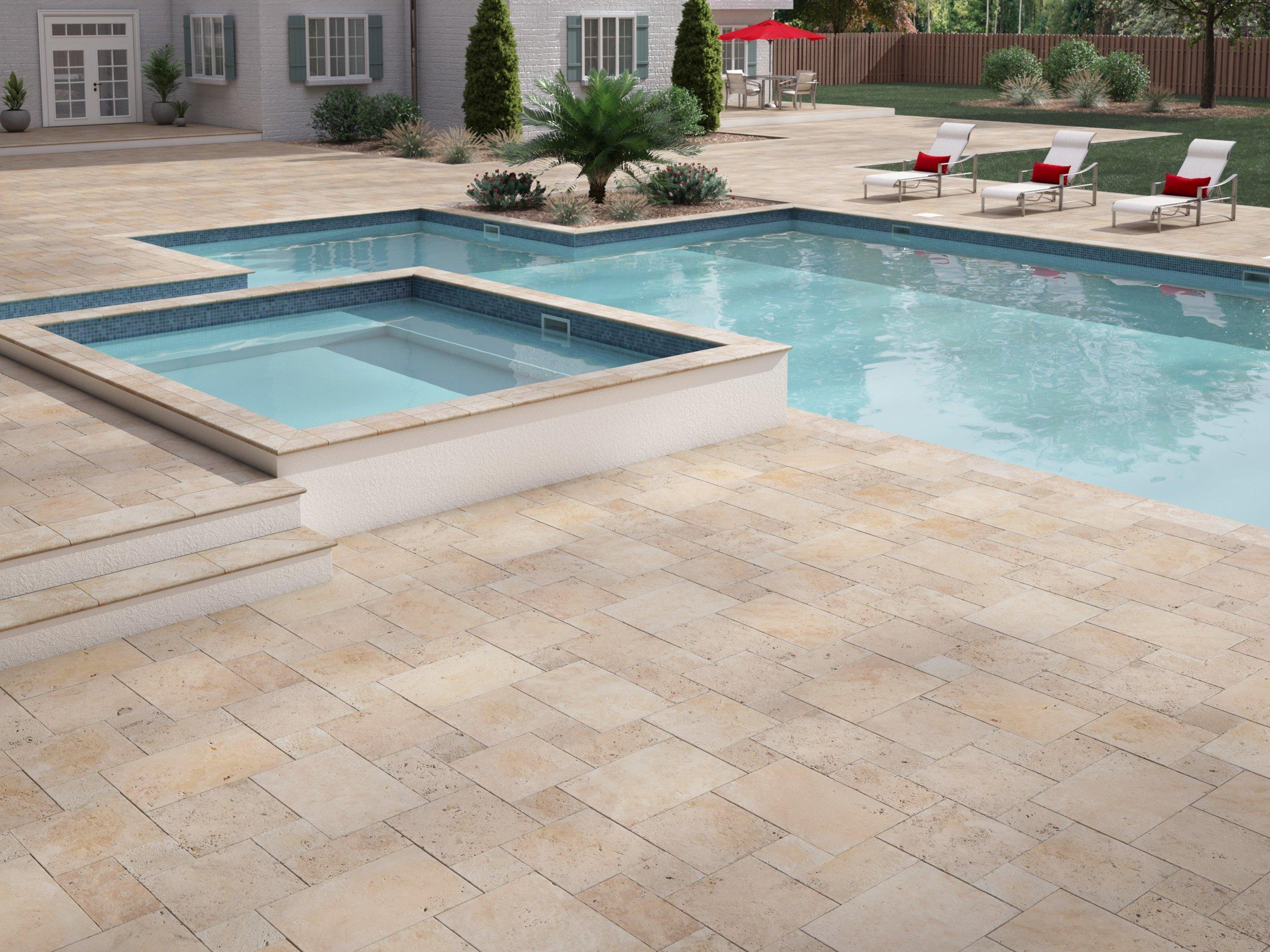 Ivory Classic Tumbled Travertine Paver