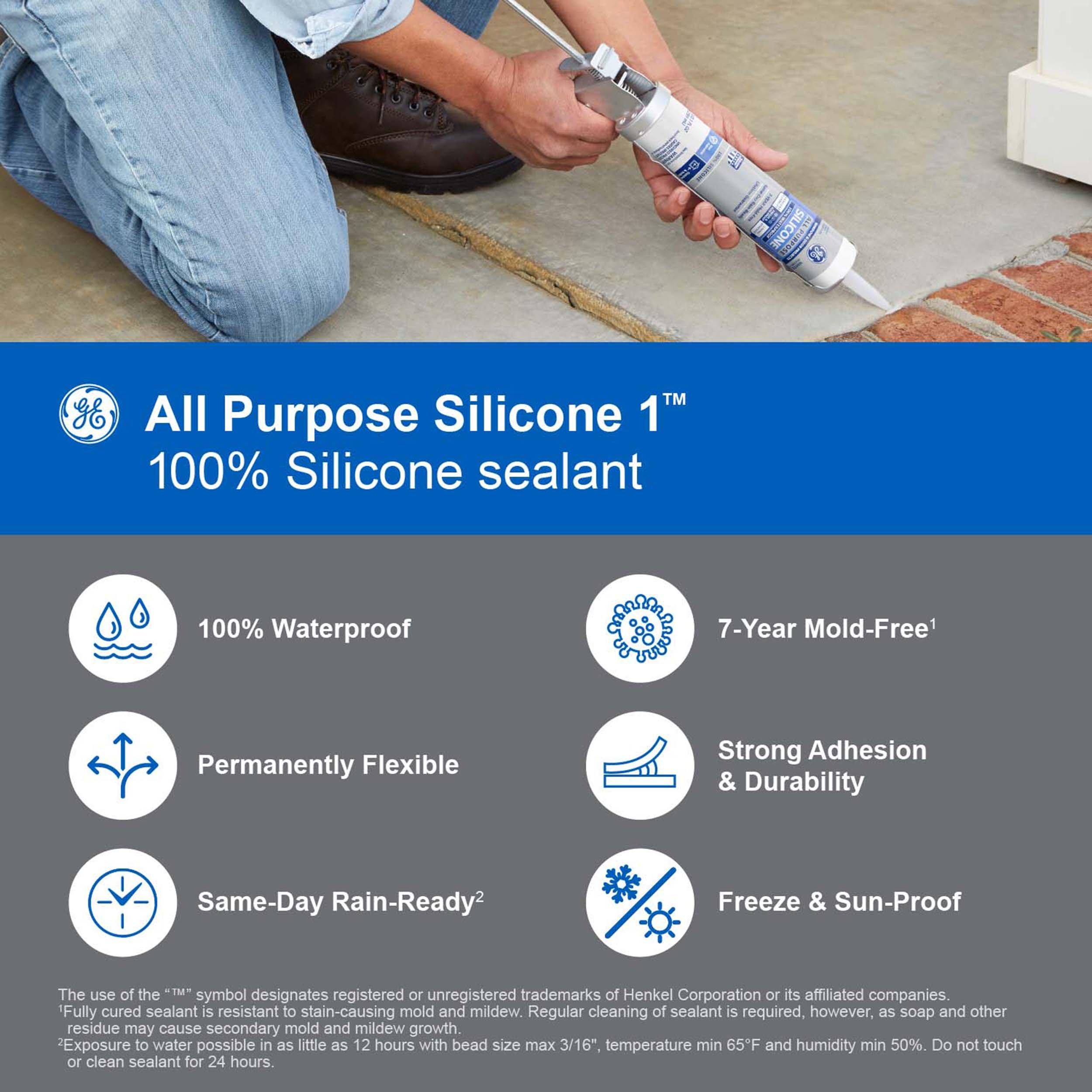 GE All Purpose White Silicone 10.1oz. Caulk | Floor And Decor