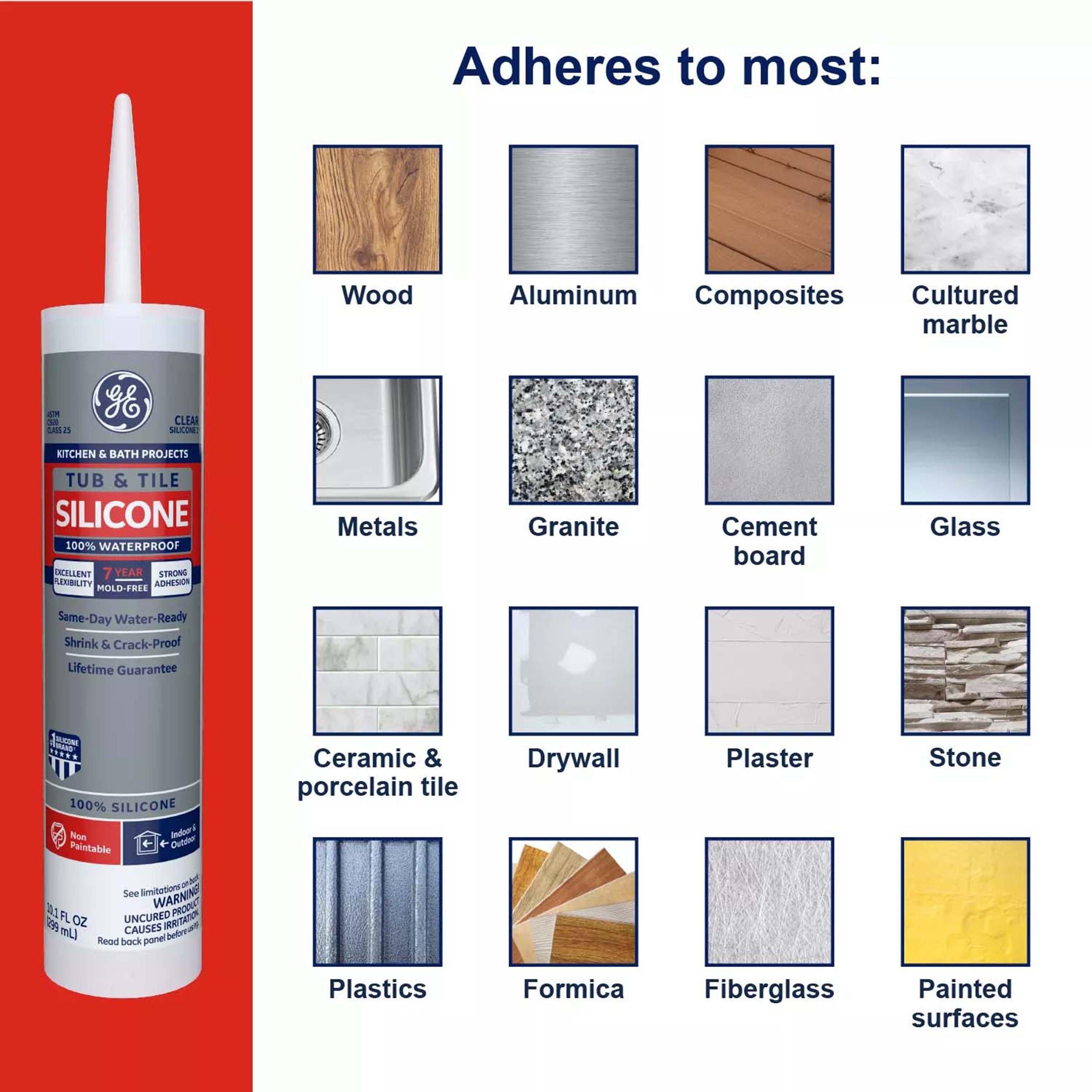 GE Tub and Tile Clear Silicone 10.1oz. Caulk