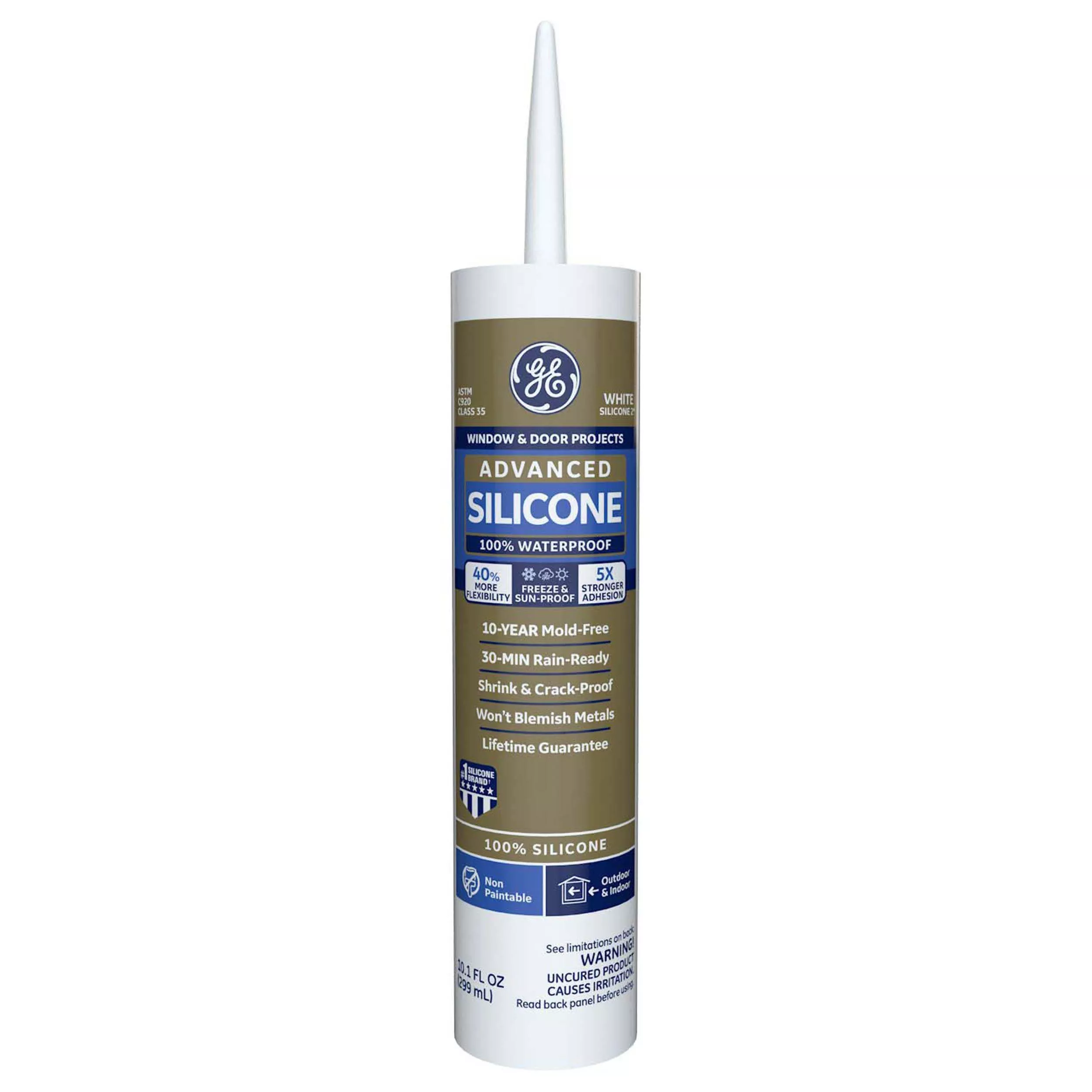 GE Advanced Silicone White 10.1oz. Window and Door Caulk