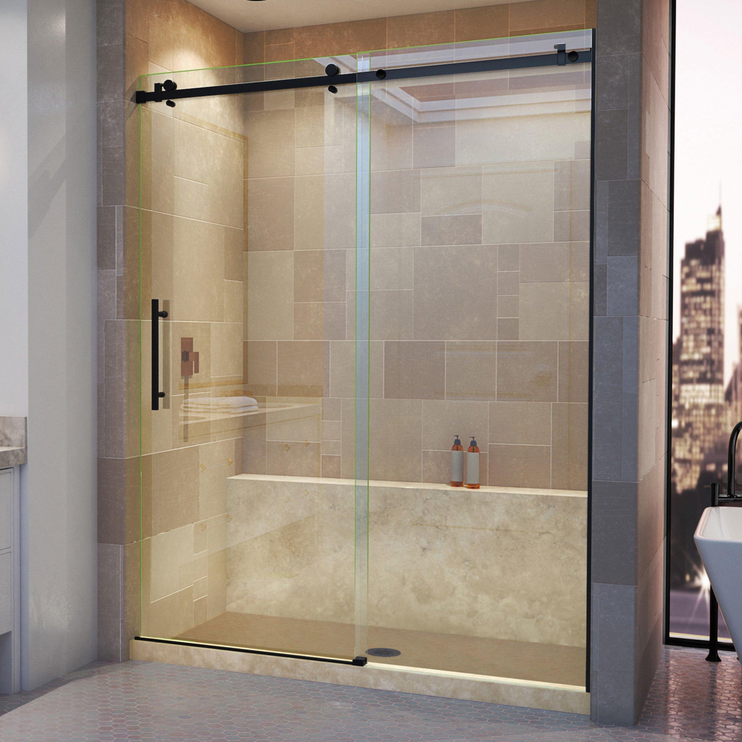 Enigma Air Satin Black Frameless Sliding Shower Door