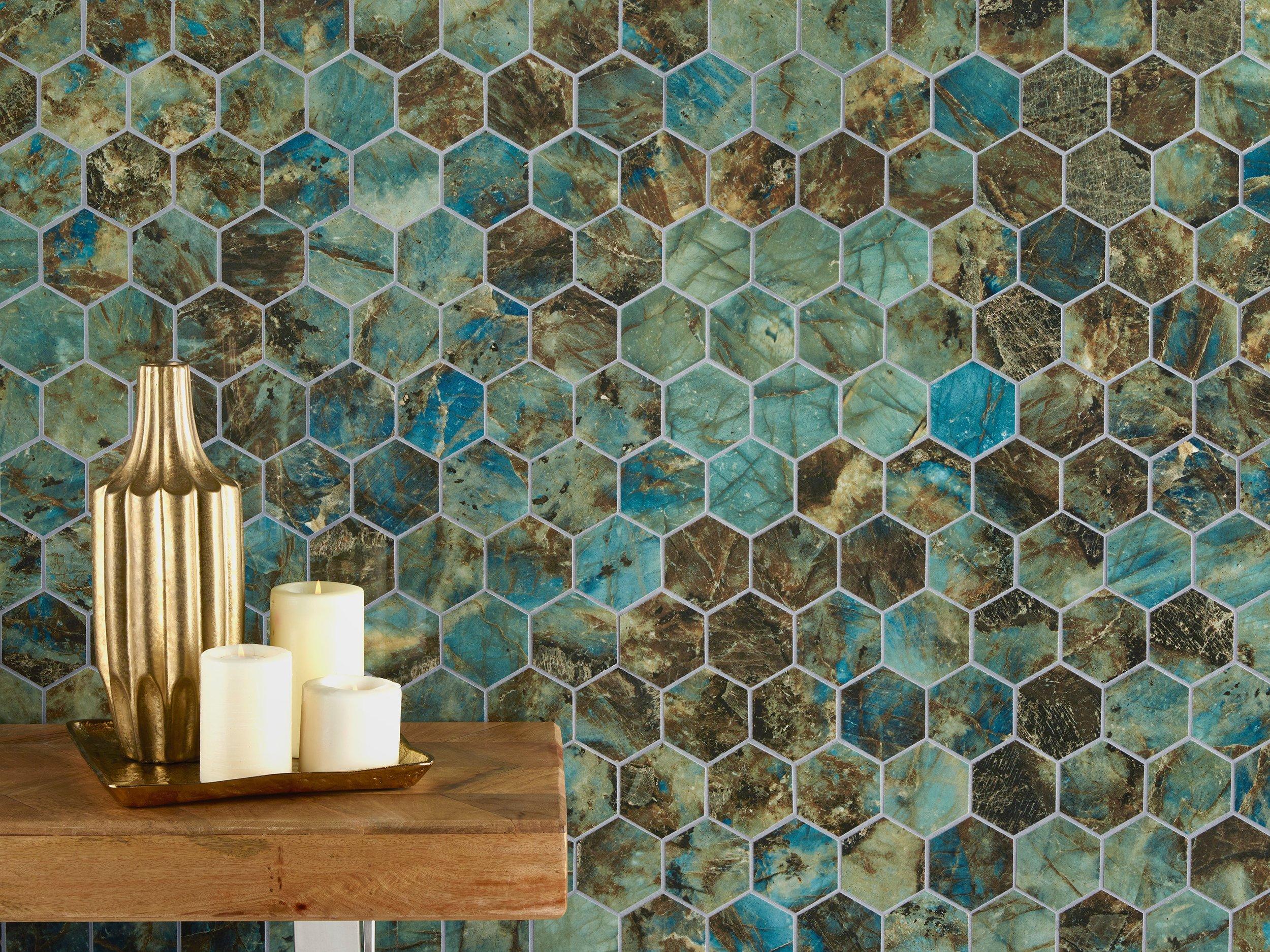 Floresta Verde Hexagon Porcelain Mosaic