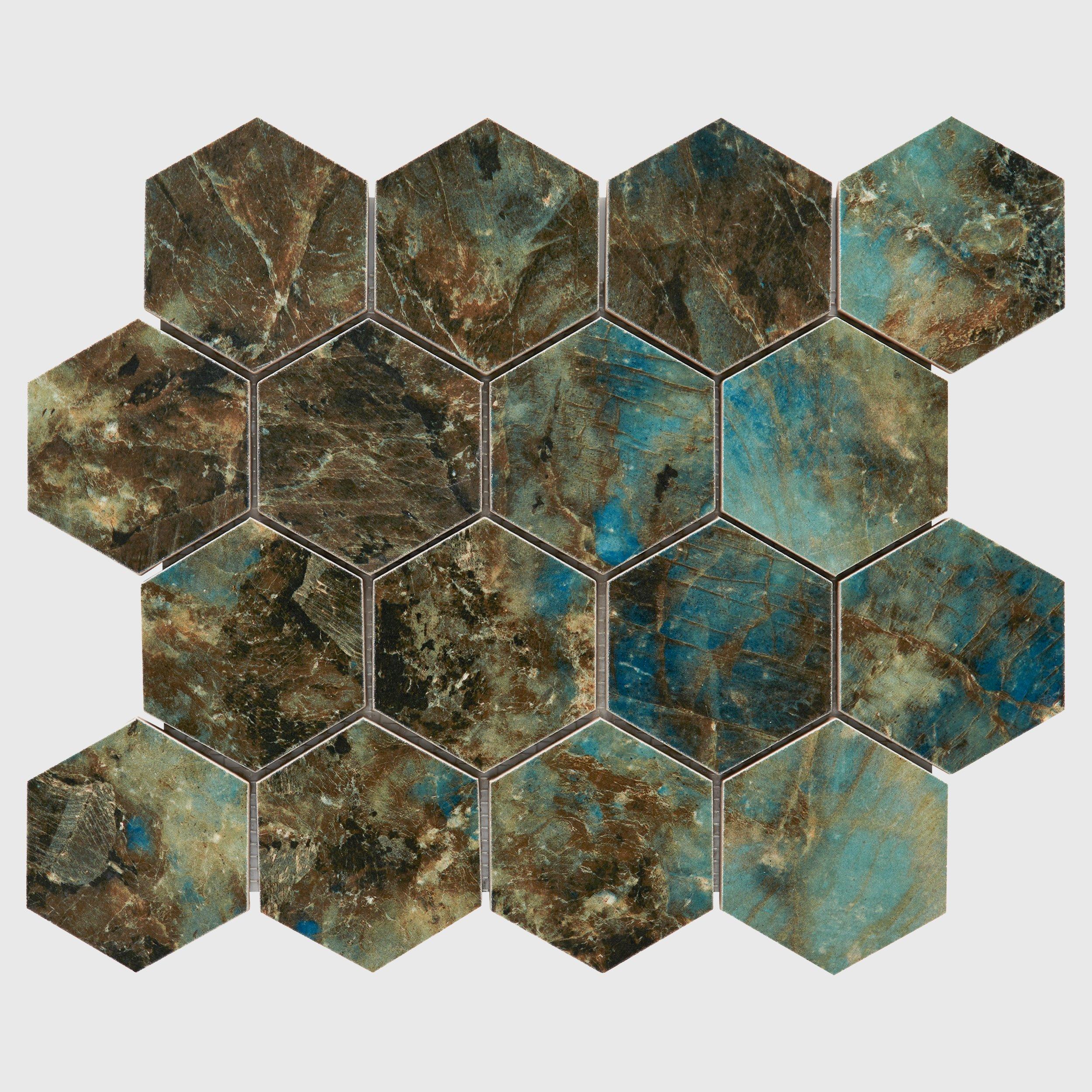 Floresta Verde Hexagon Porcelain Mosaic