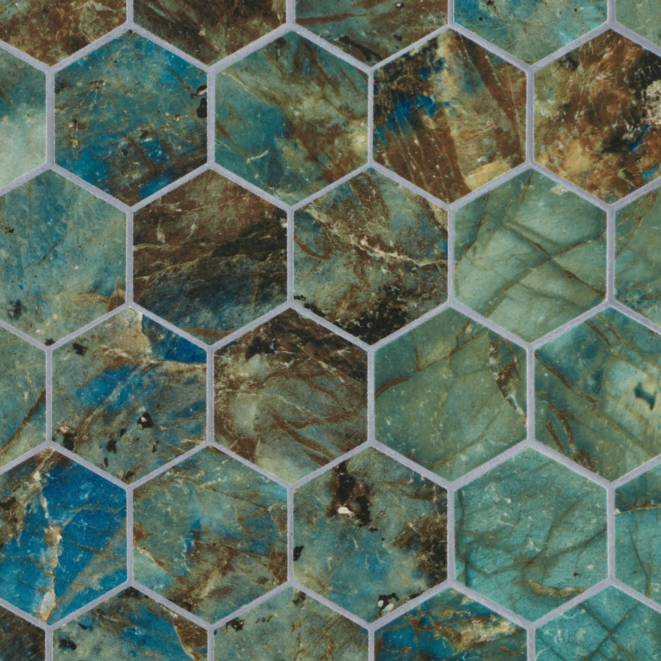 Floresta Verde Hexagon Porcelain Mosaic