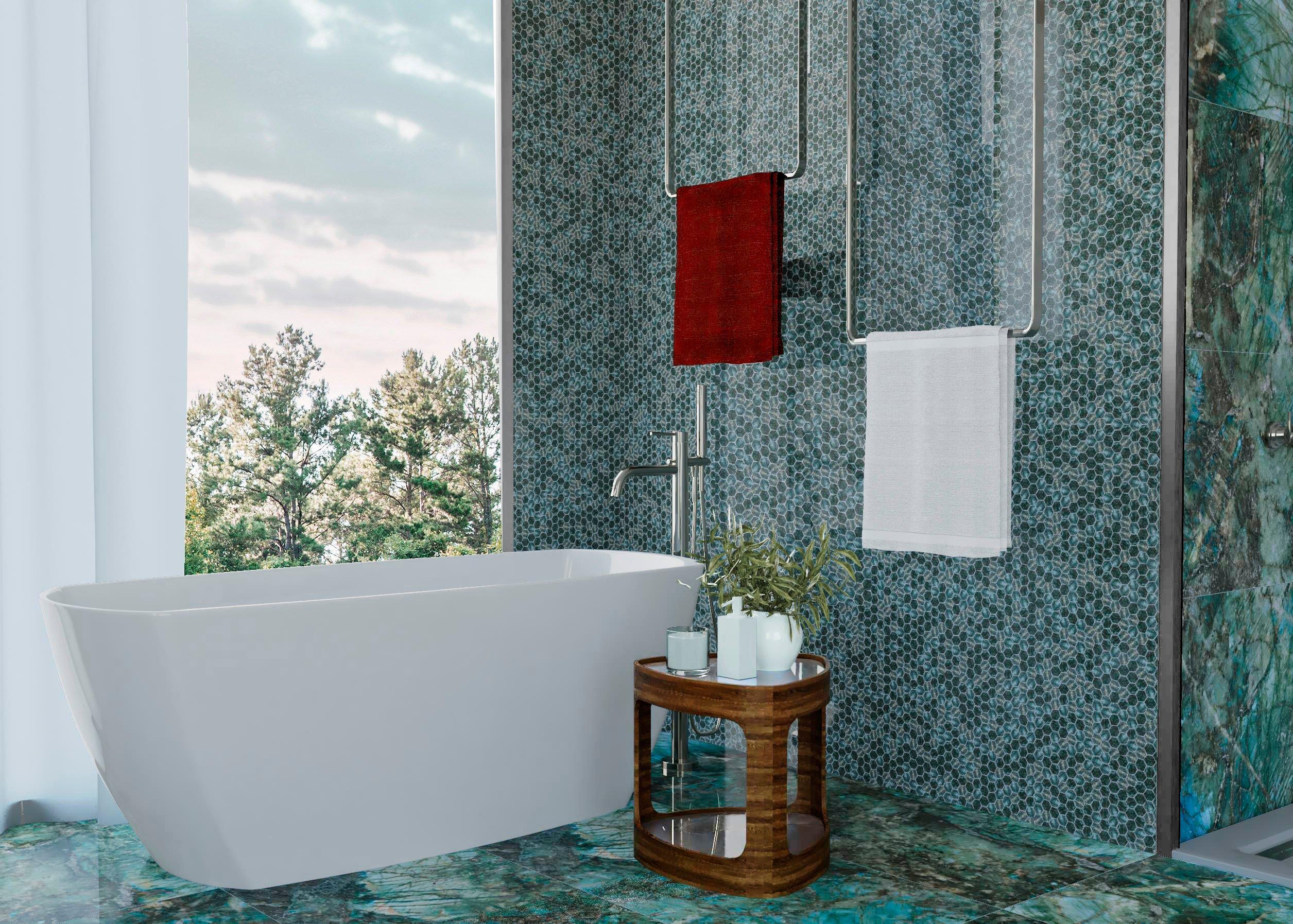 Floresta Verde Hexagon Porcelain Mosaic