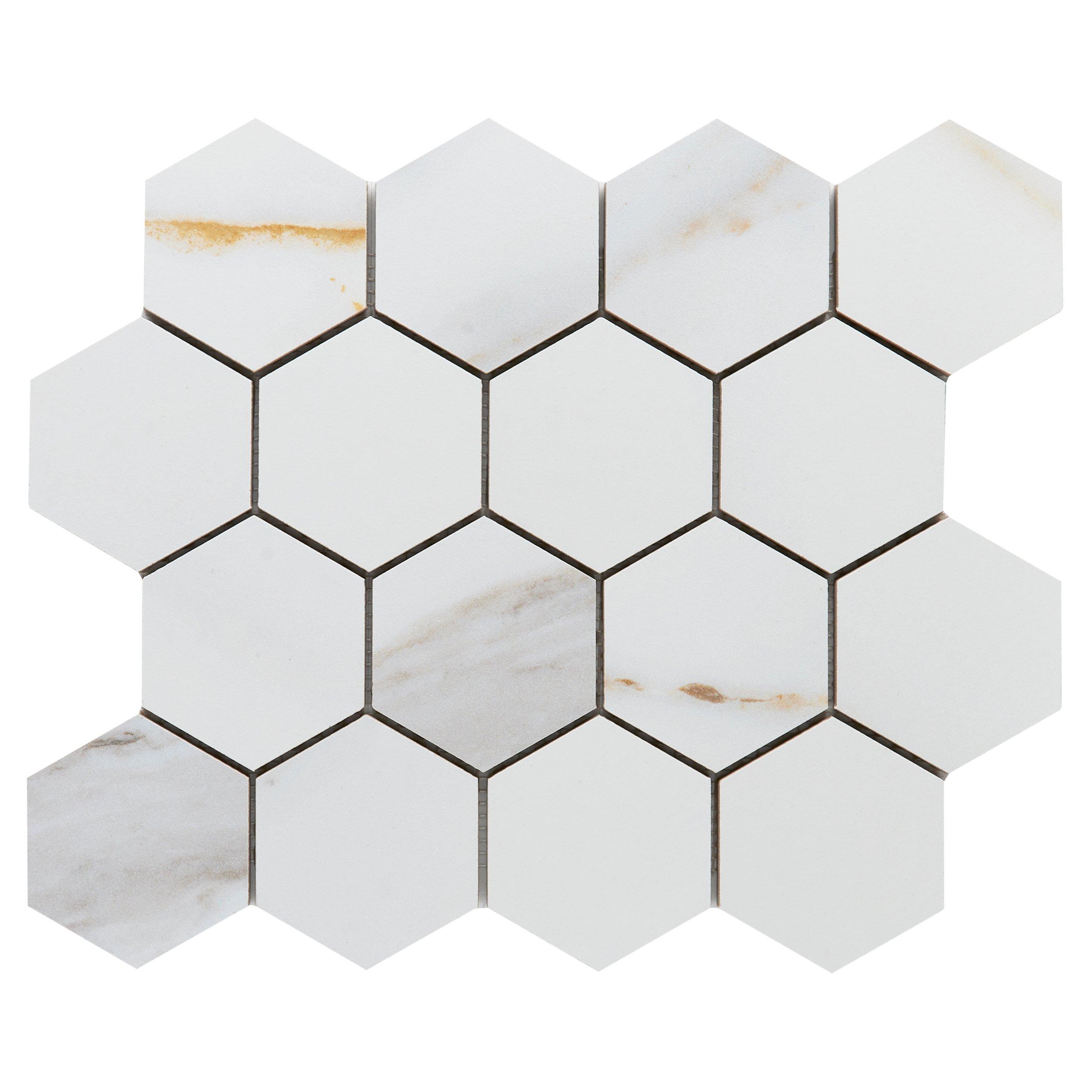 Leida Bianco Hexagon Matte Porcelain Mosaic