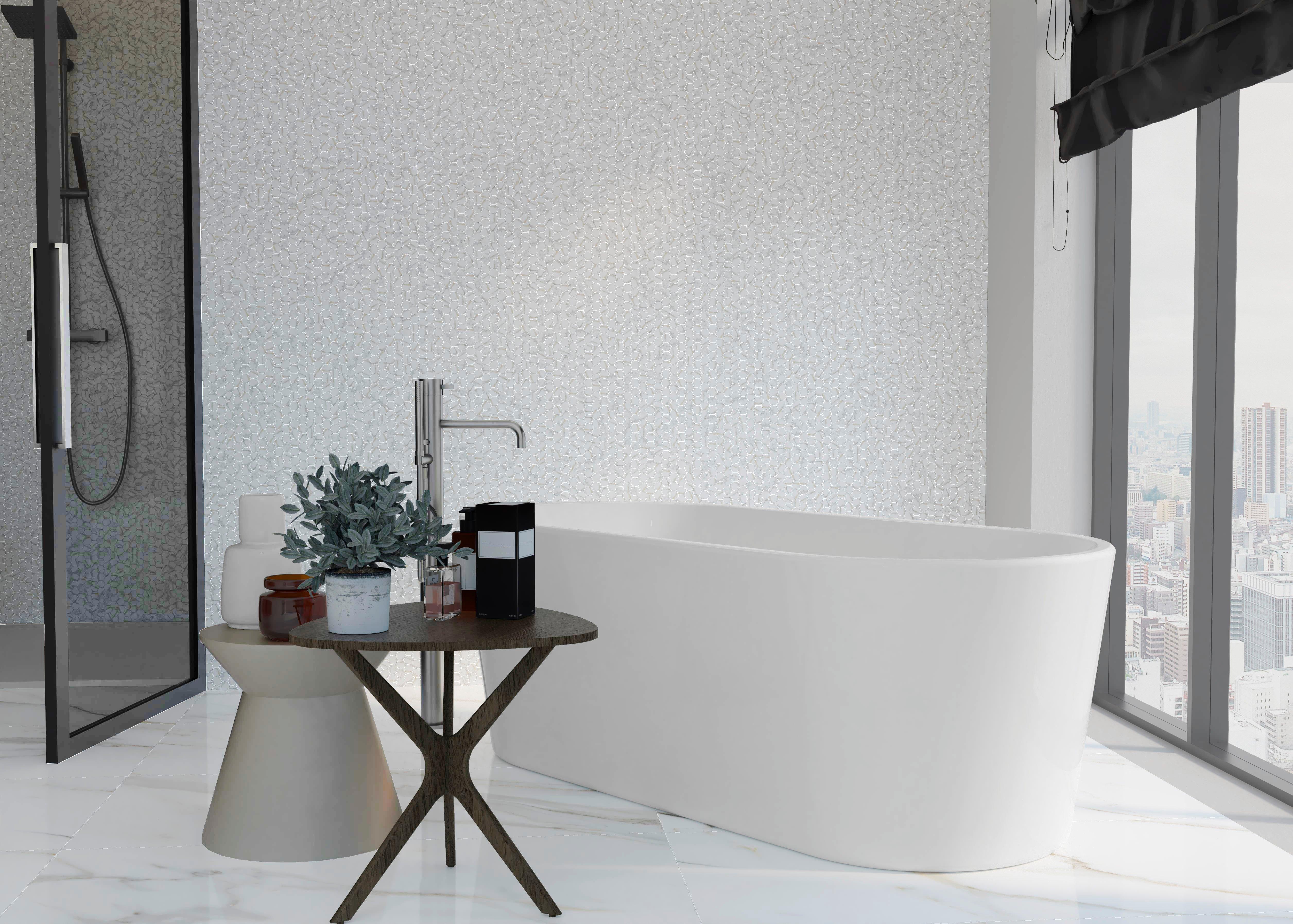 Leida Bianco Matte Porcelain Hexagon Tile