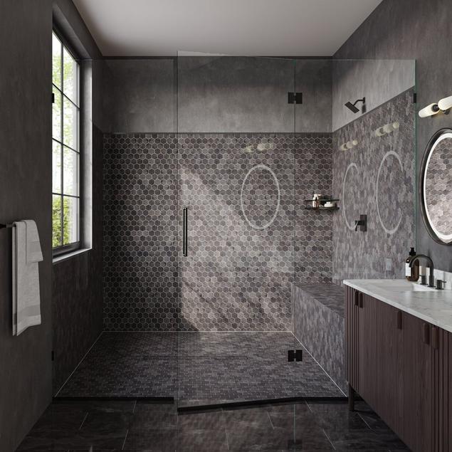 porcelain matte finish tile backsplash  