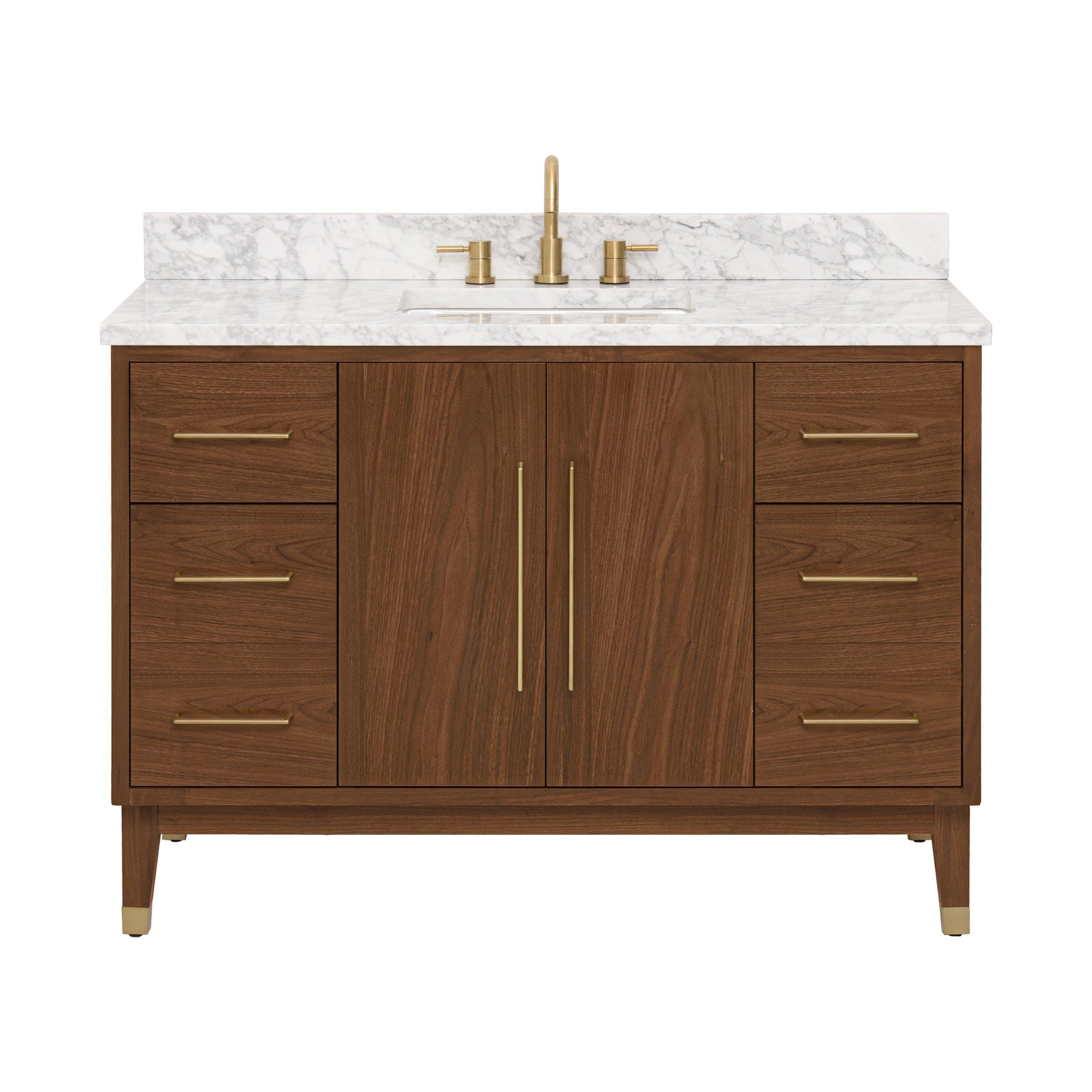 Mina 49 in. Walnut Vanity with Carrara Marble Top