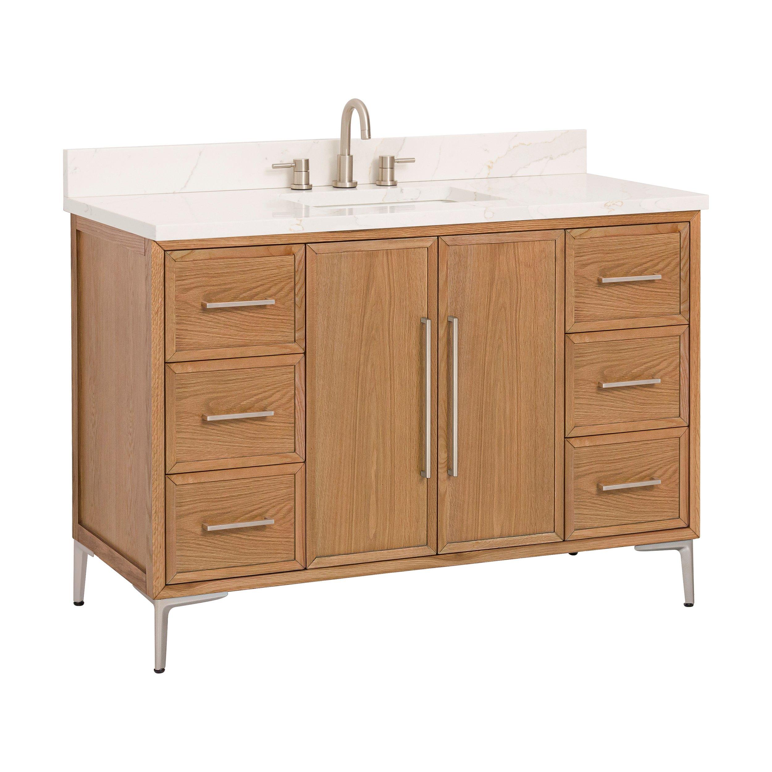 Hudson 49 in. Natural Oak Vanity with Quartz Top