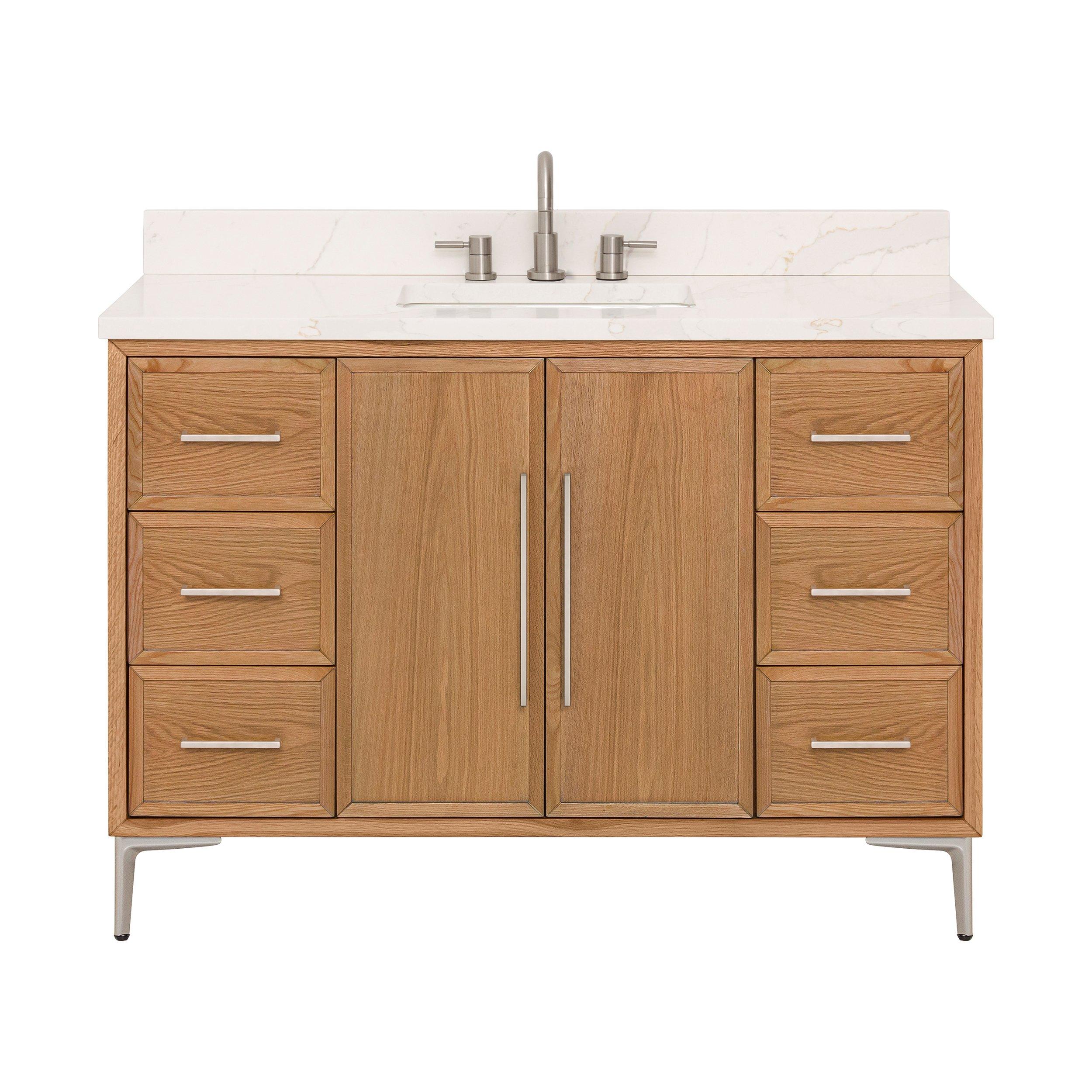 Hudson 49 in. Natural Oak Vanity with Quartz Top