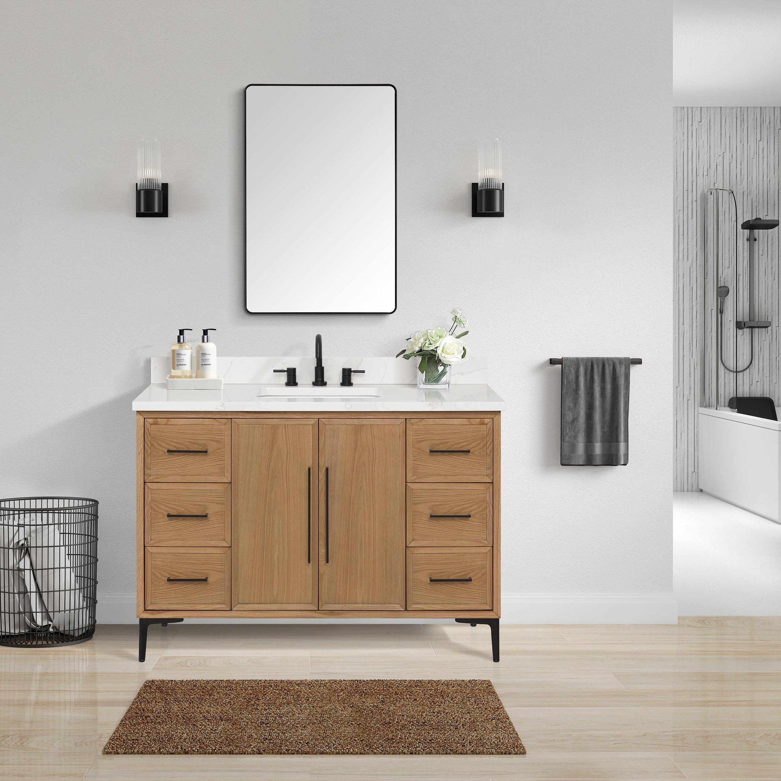 Hudson 49 in. Natural Oak Vanity with Quartz Top