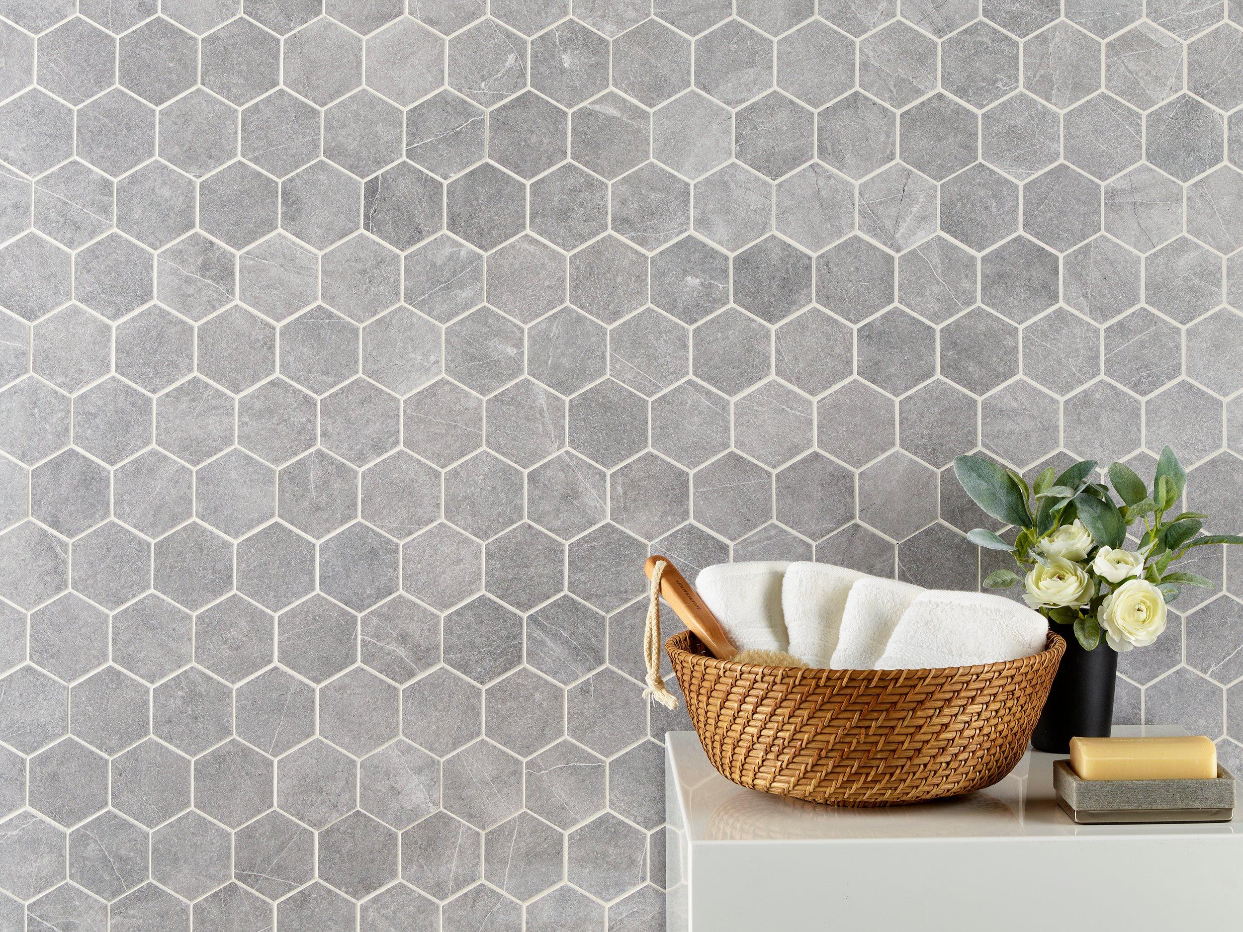 Regency Grey Hexagon Porcelain Mosaic