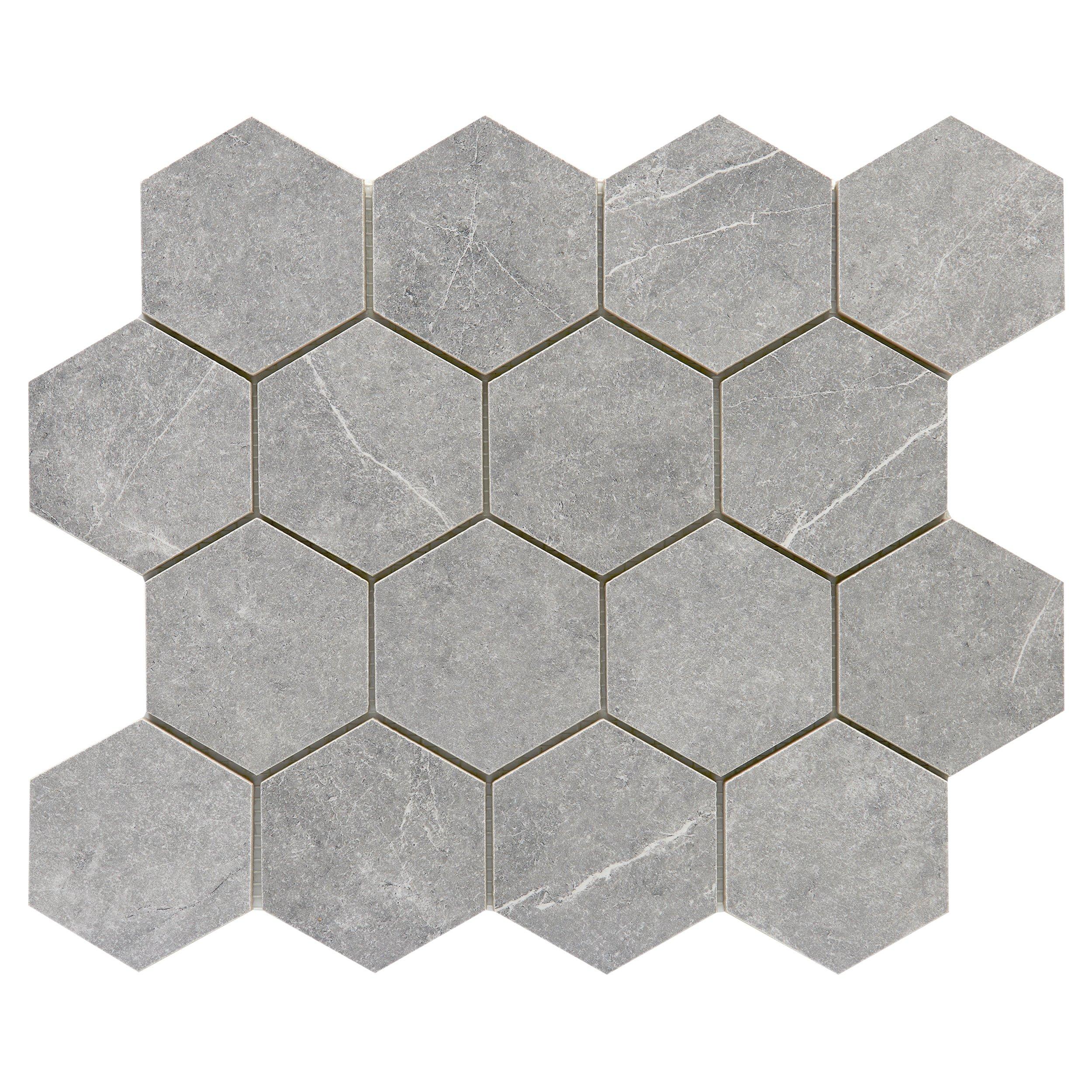 Regency Grey Hexagon Matte Porcelain Mosaic