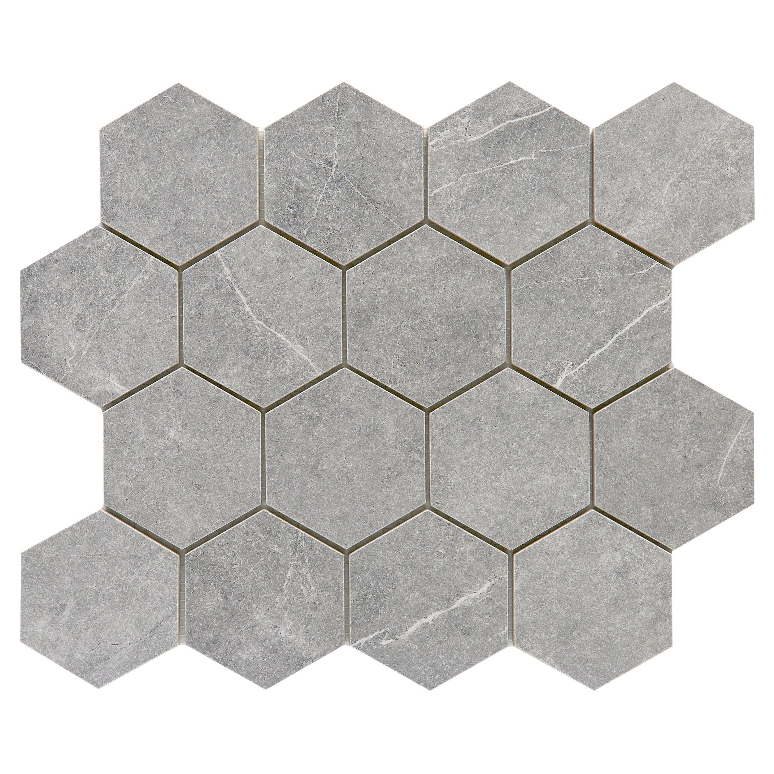 Regency Grey Hexagon Porcelain Mosaic Floor And Decor 6455