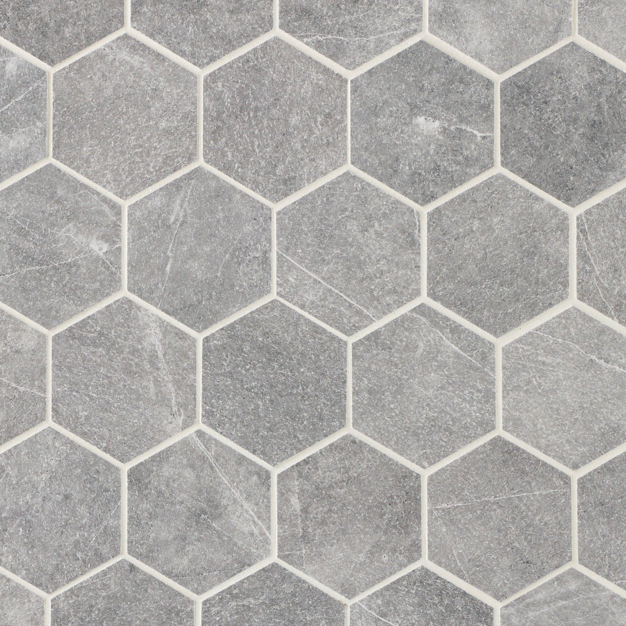 Regency Grey Hexagon Porcelain Mosaic Floor And Decor   101010270 Regency Grey Hexagon Porcelain Mosaic Display