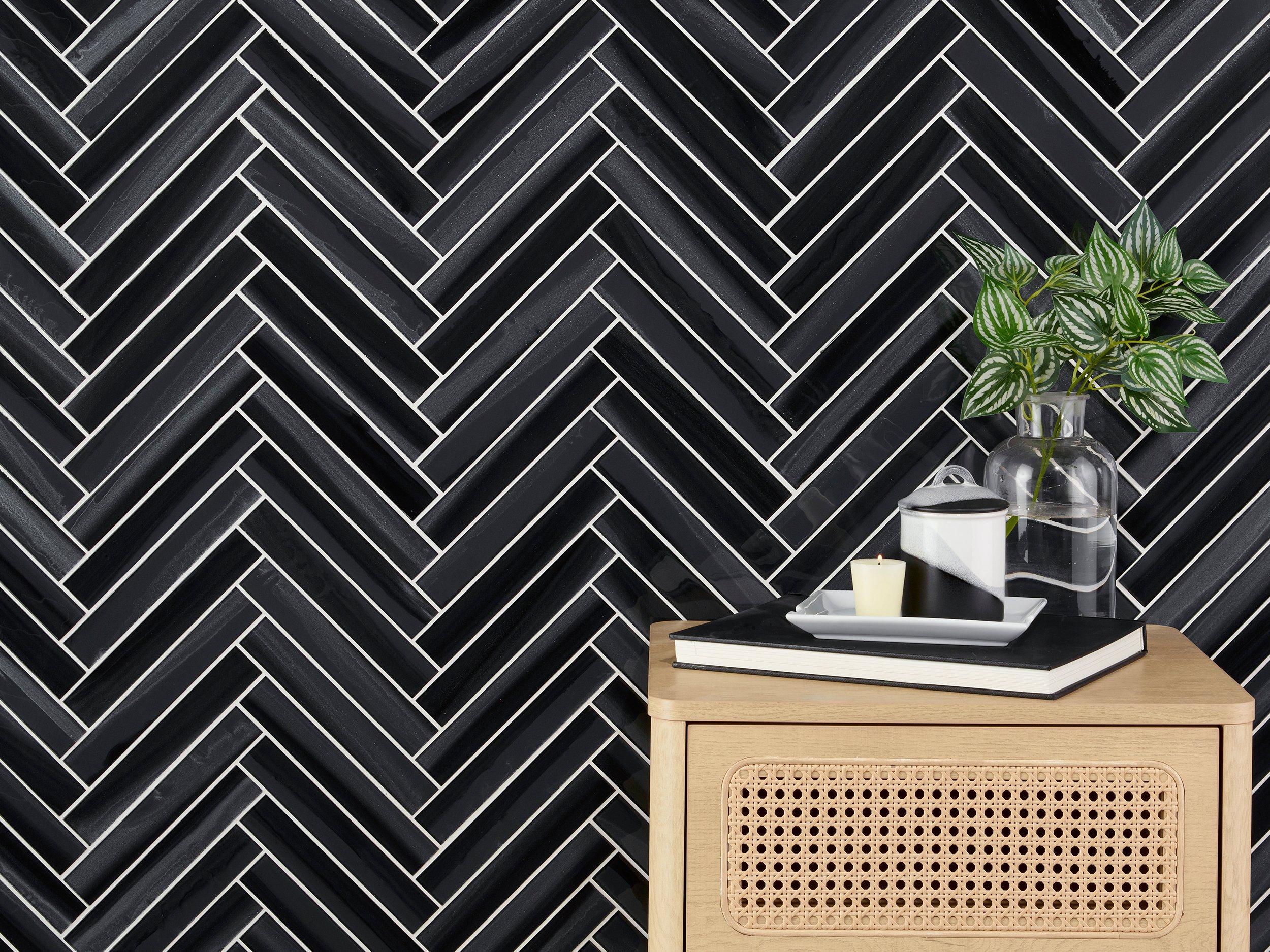 Dominica Herringbone Glass Mosaic