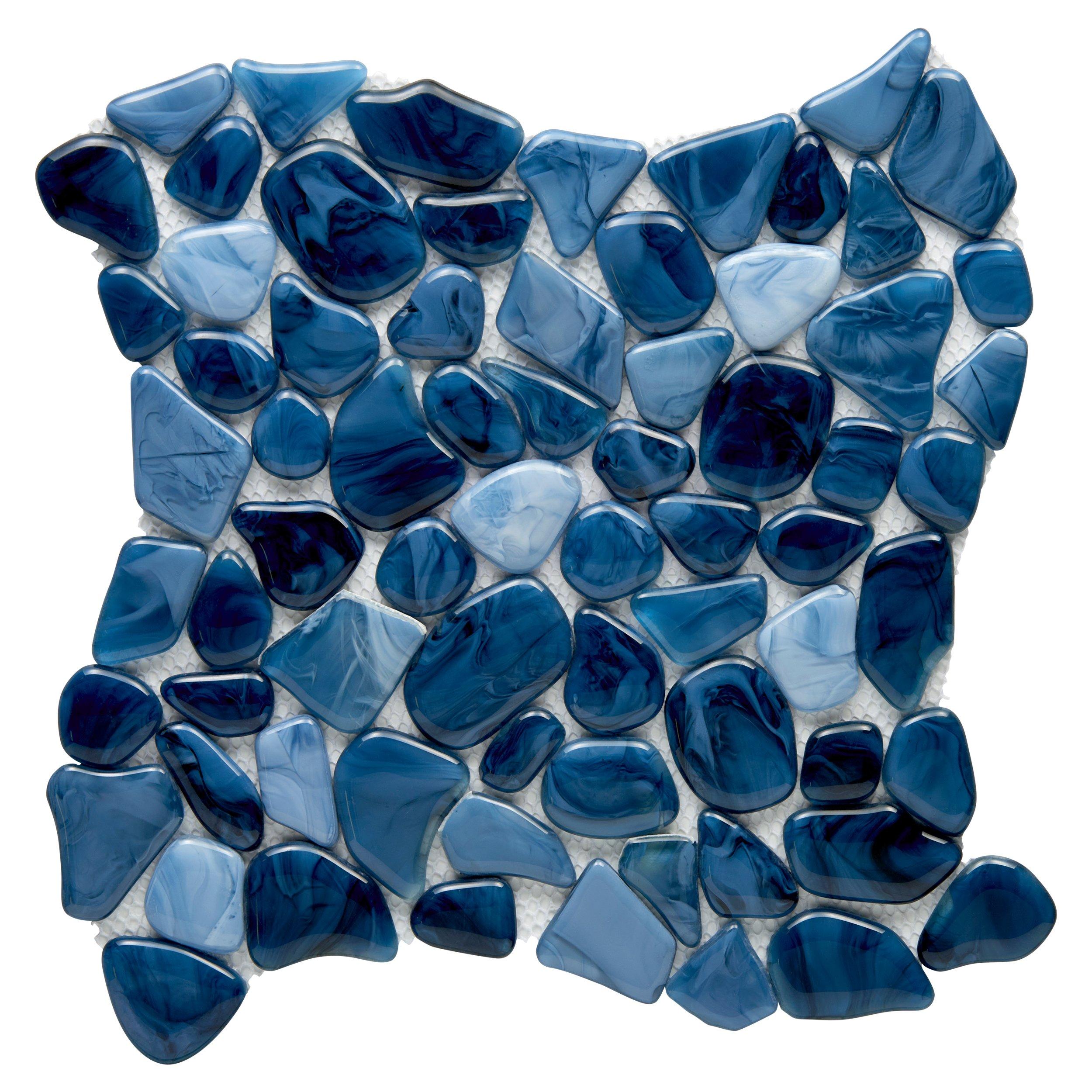 Cobalt Sea Pebble Glass Mosaic Floor and Decor