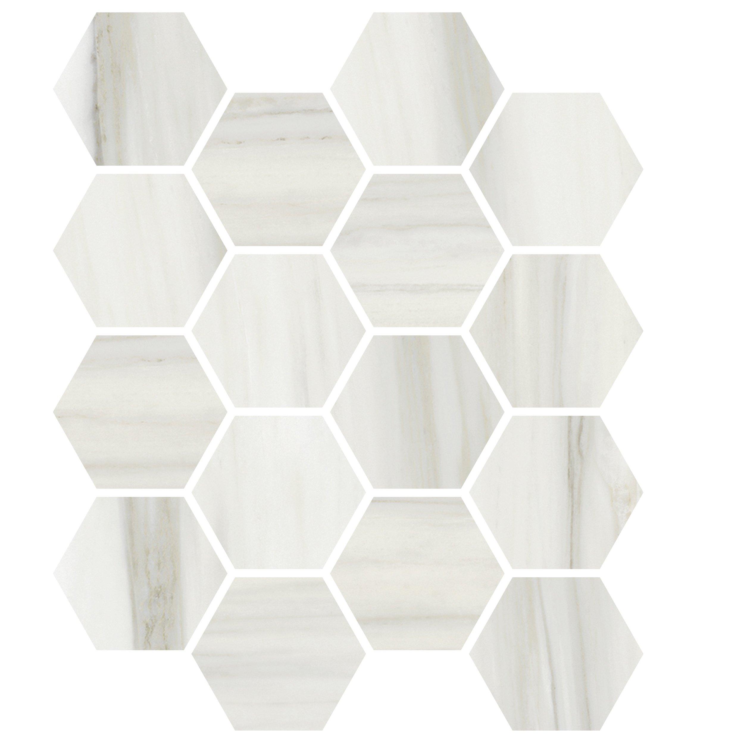 Carrara Zebrino Hexagon Matte Porcelain Mosaic