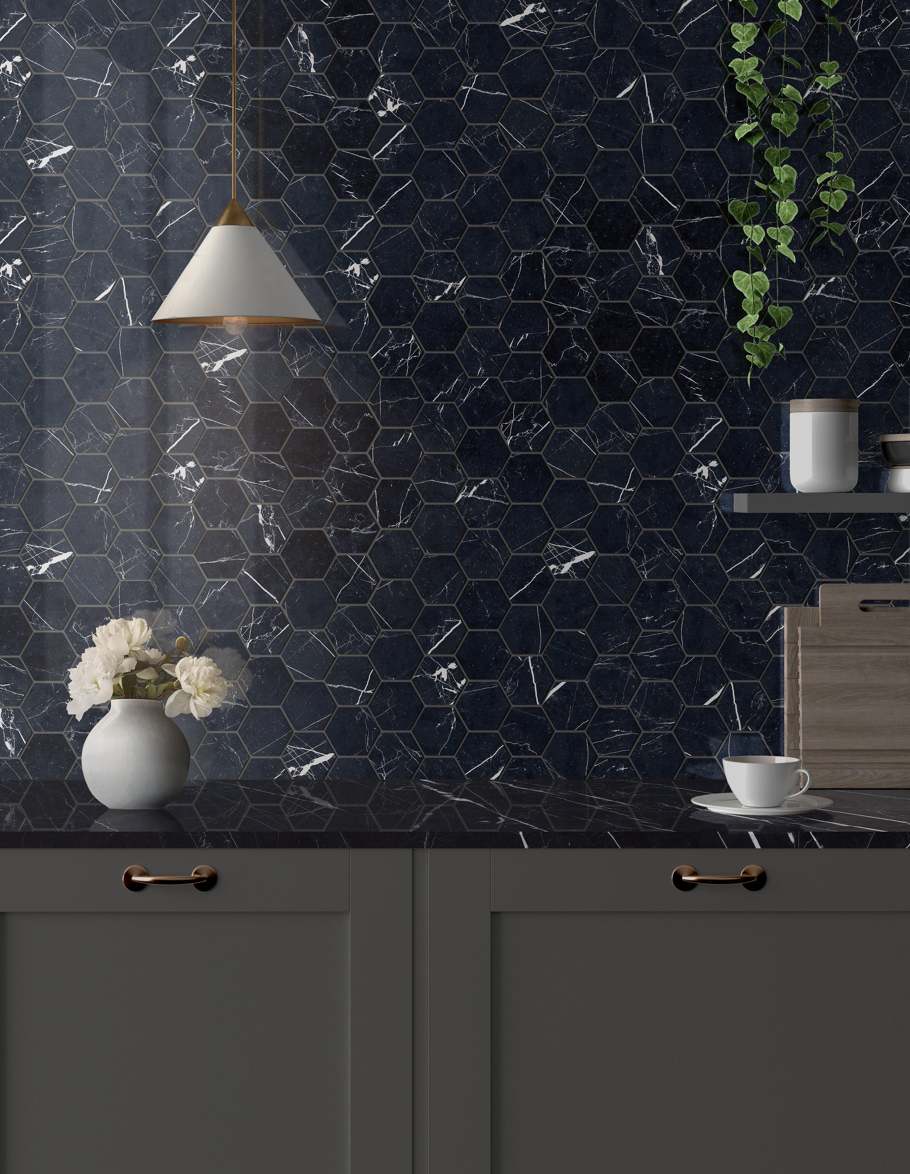 Fiume Lena Hexagon Polished Porcelain Mosaic