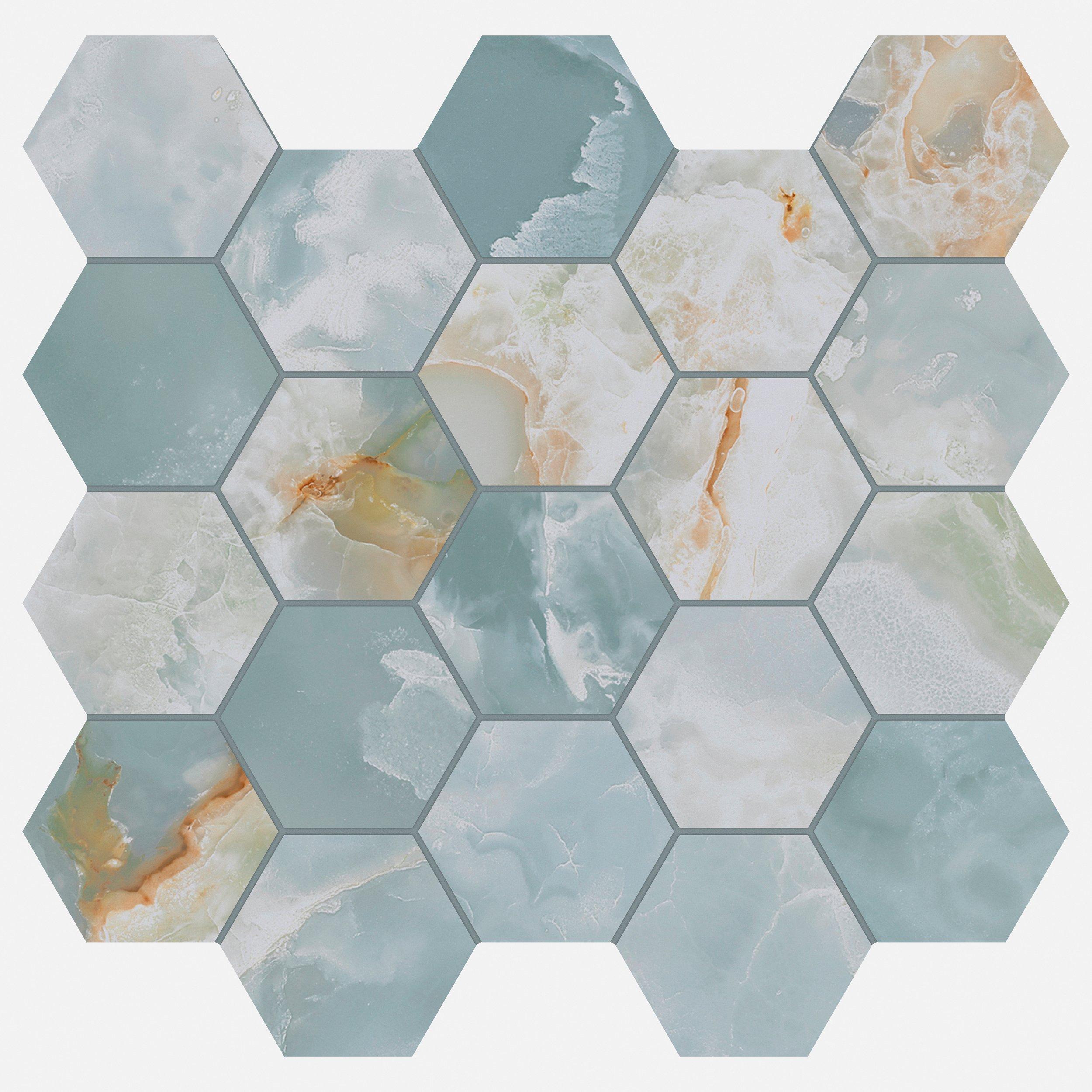 Aurelio Azul Hexagon Porcelain Mosaic