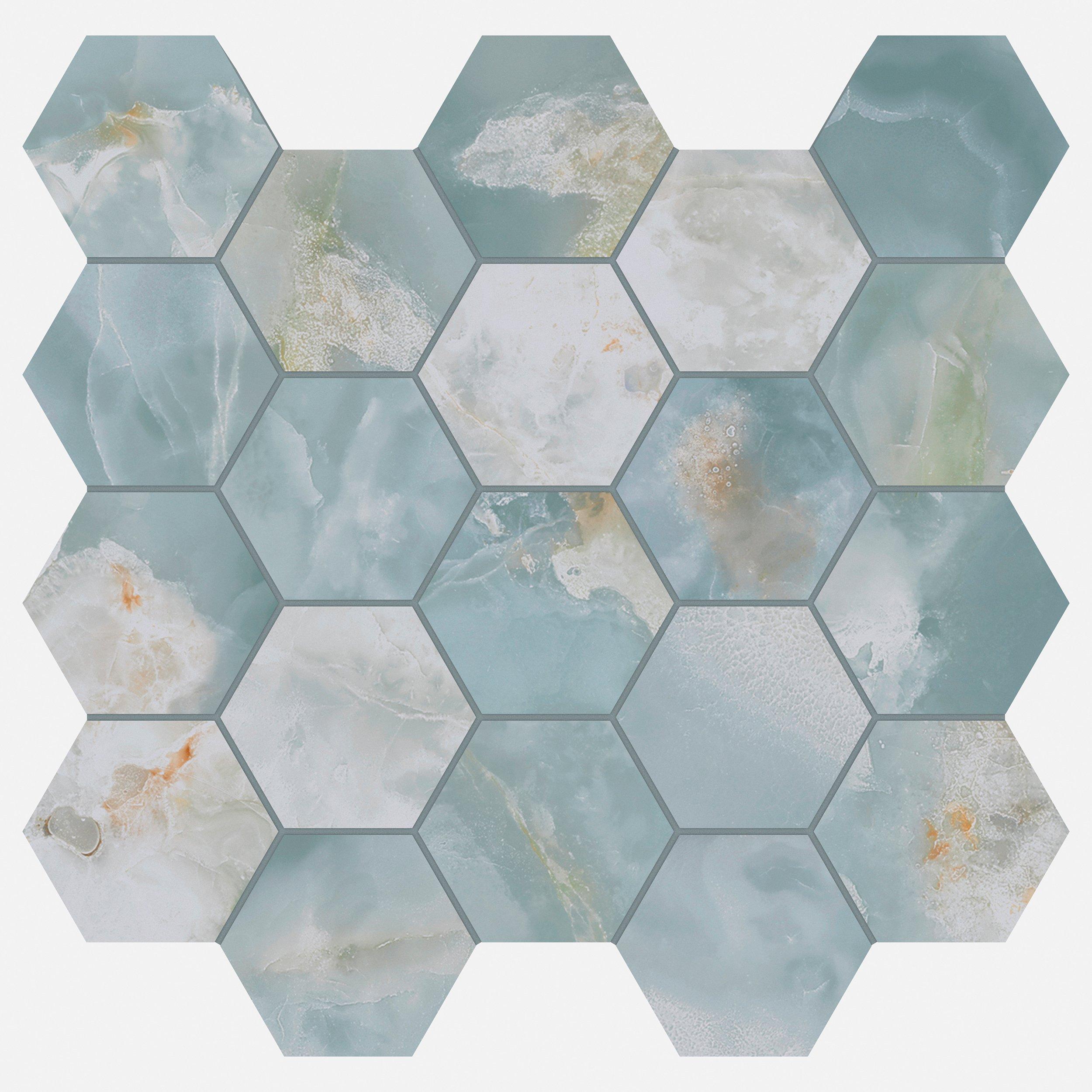 Aurelio Azul Hexagon Matte Porcelain Mosaic