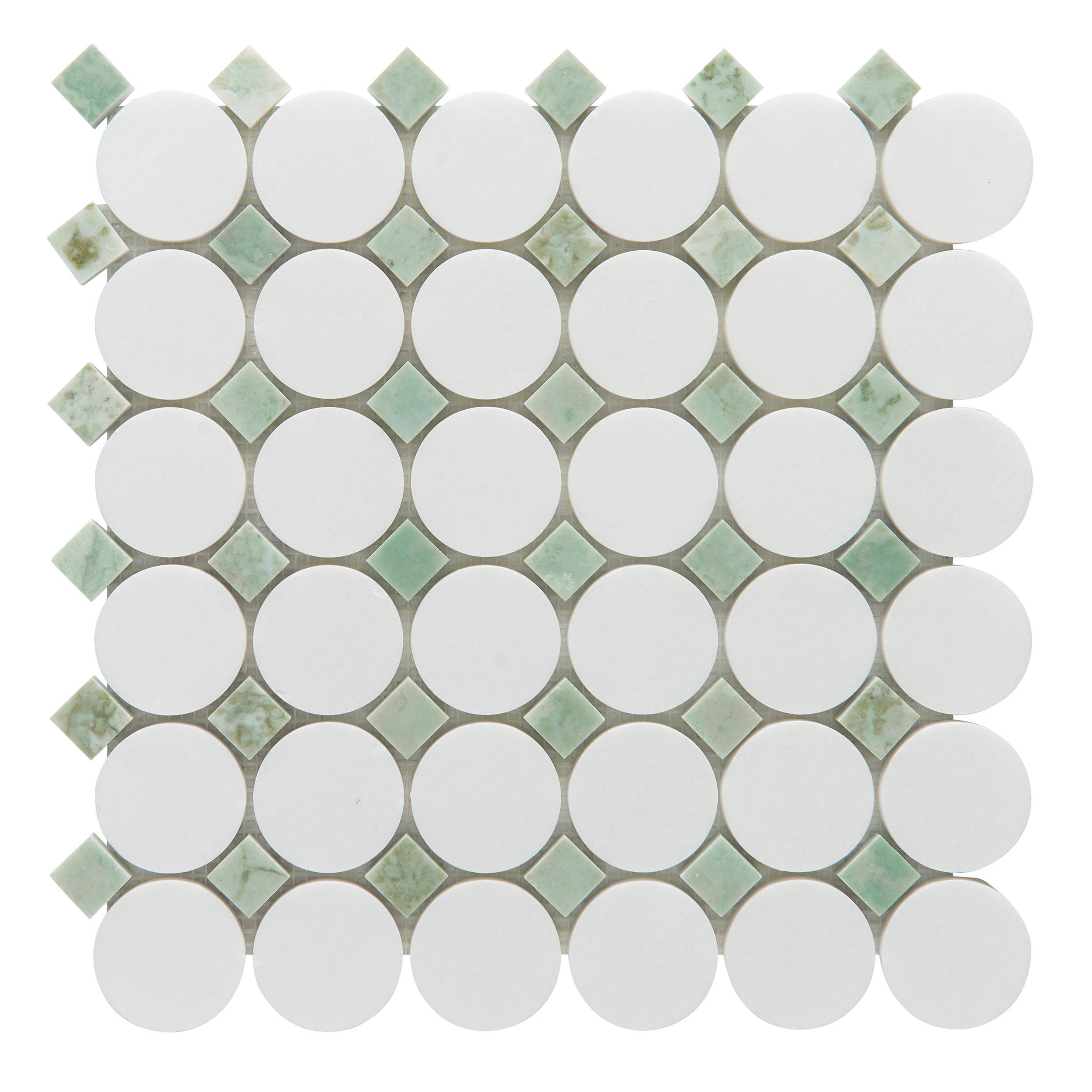 Maverick Green Thassos Polished Mosaic