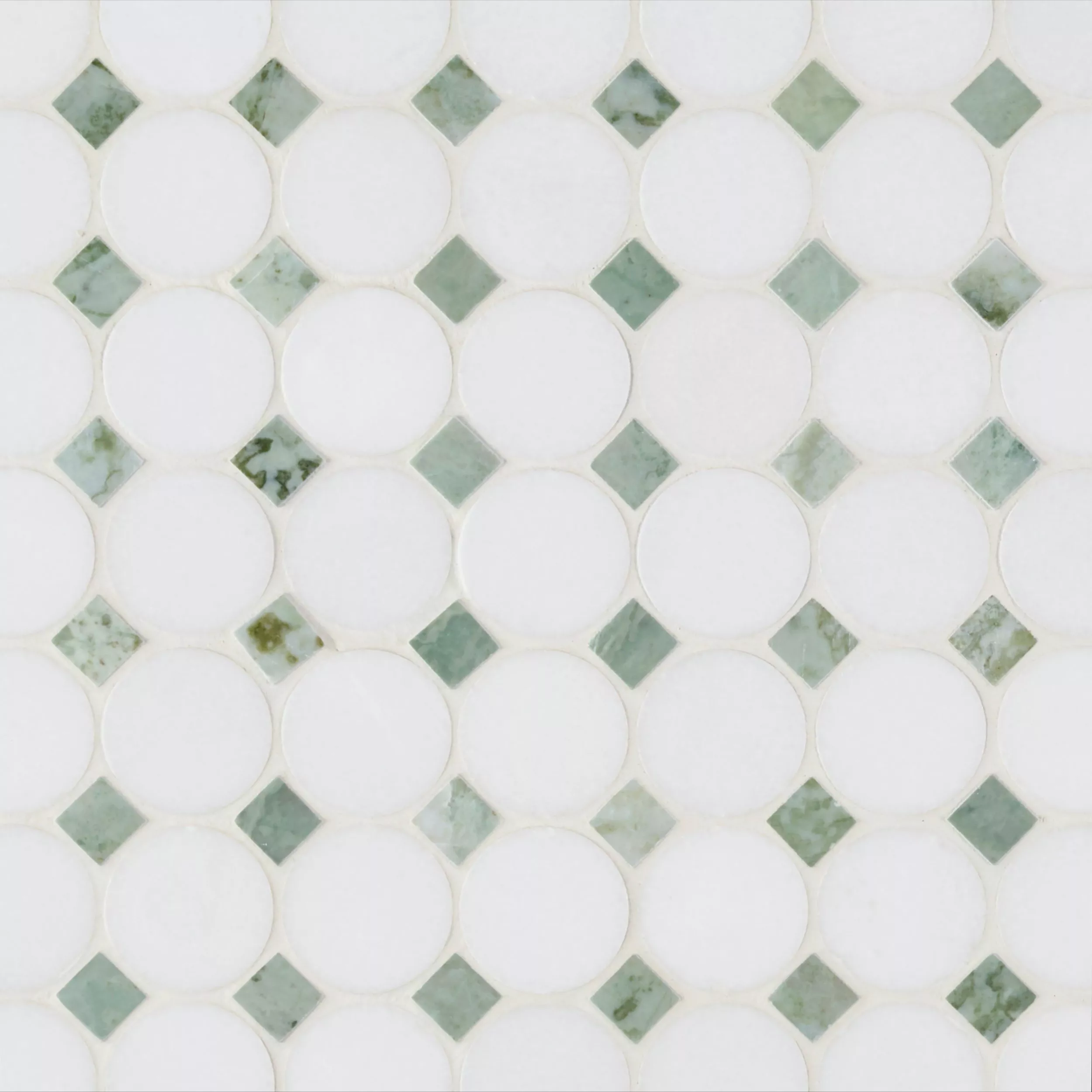 Maverick Green Thassos Polished Mosaic