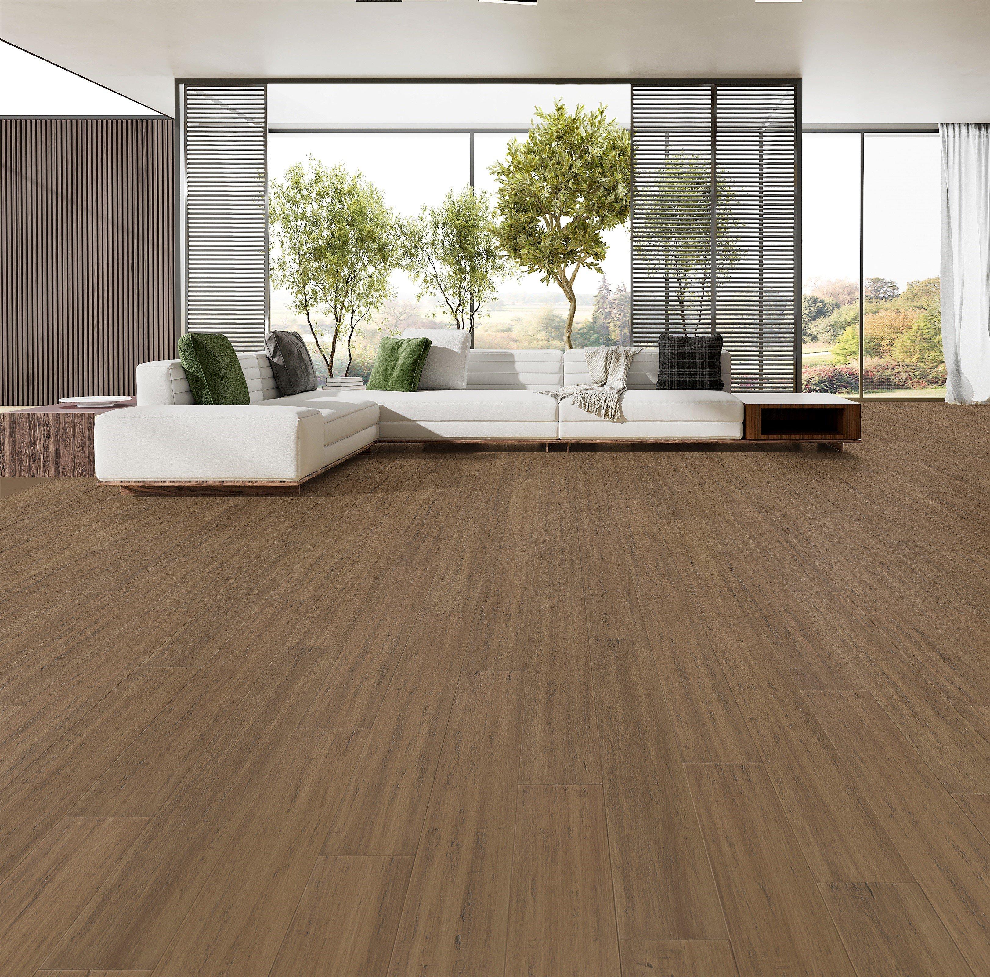 Bamboo Inspired Ling room with white sectional