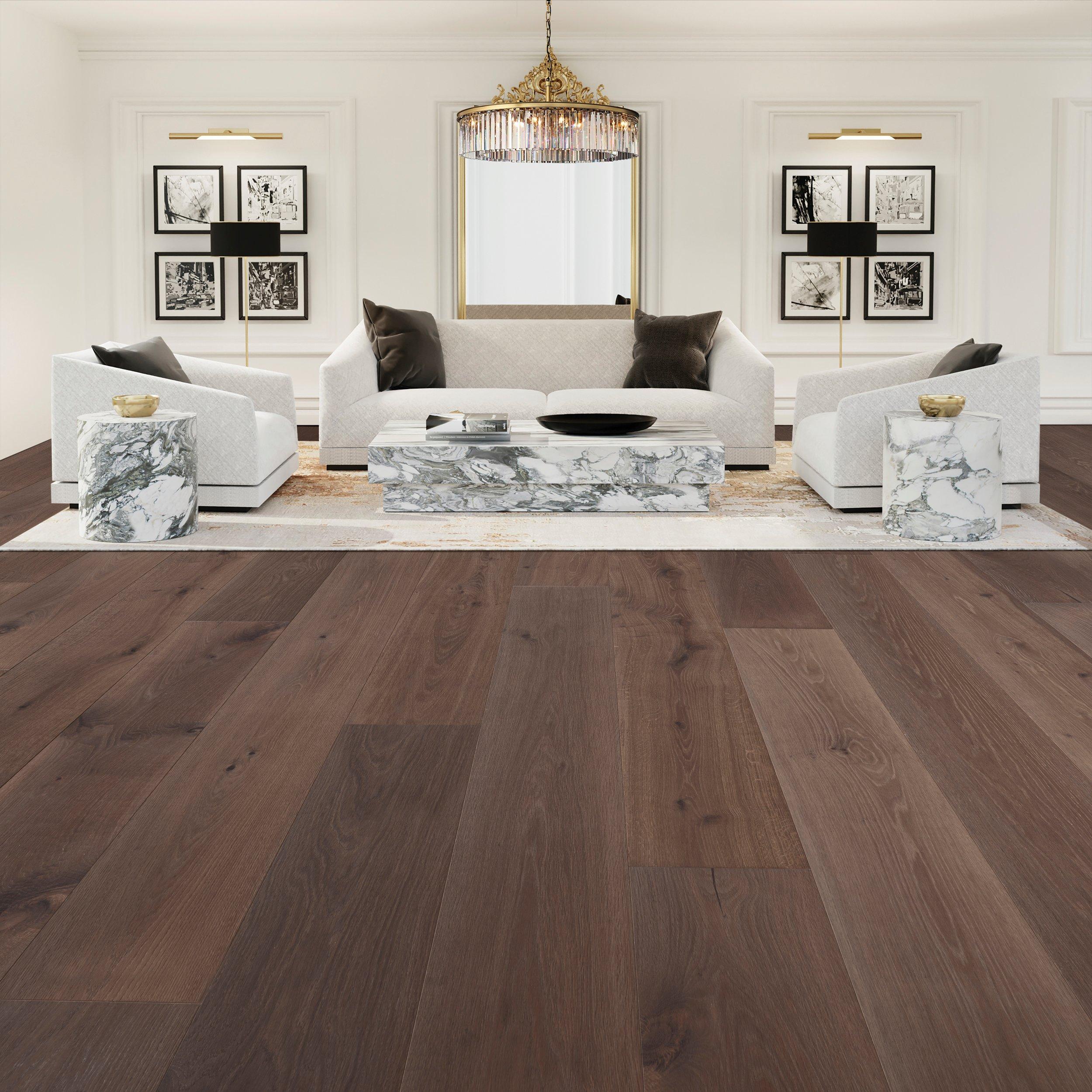 Cassis White Oak Wire-Brushed Engineered Hardwood