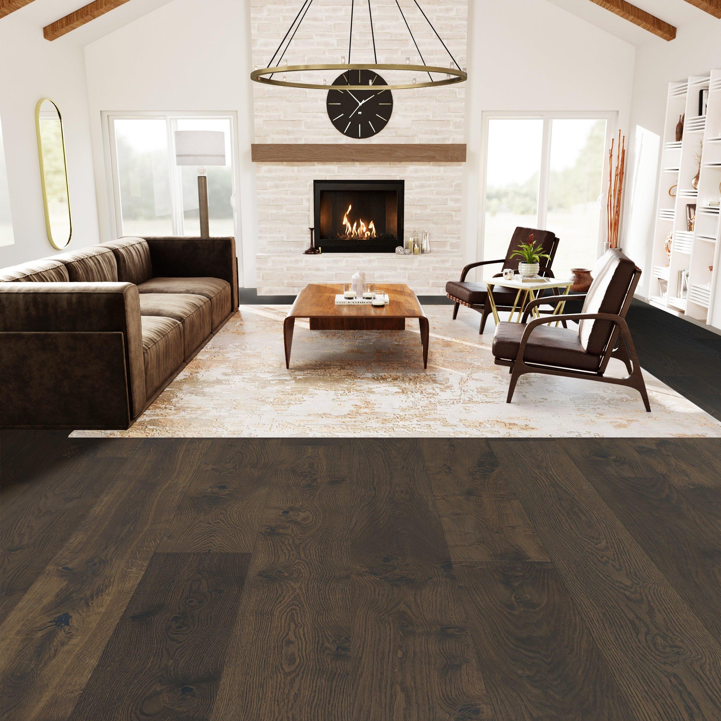 Cassis White Oak Wire-Brushed Engineered Hardwood