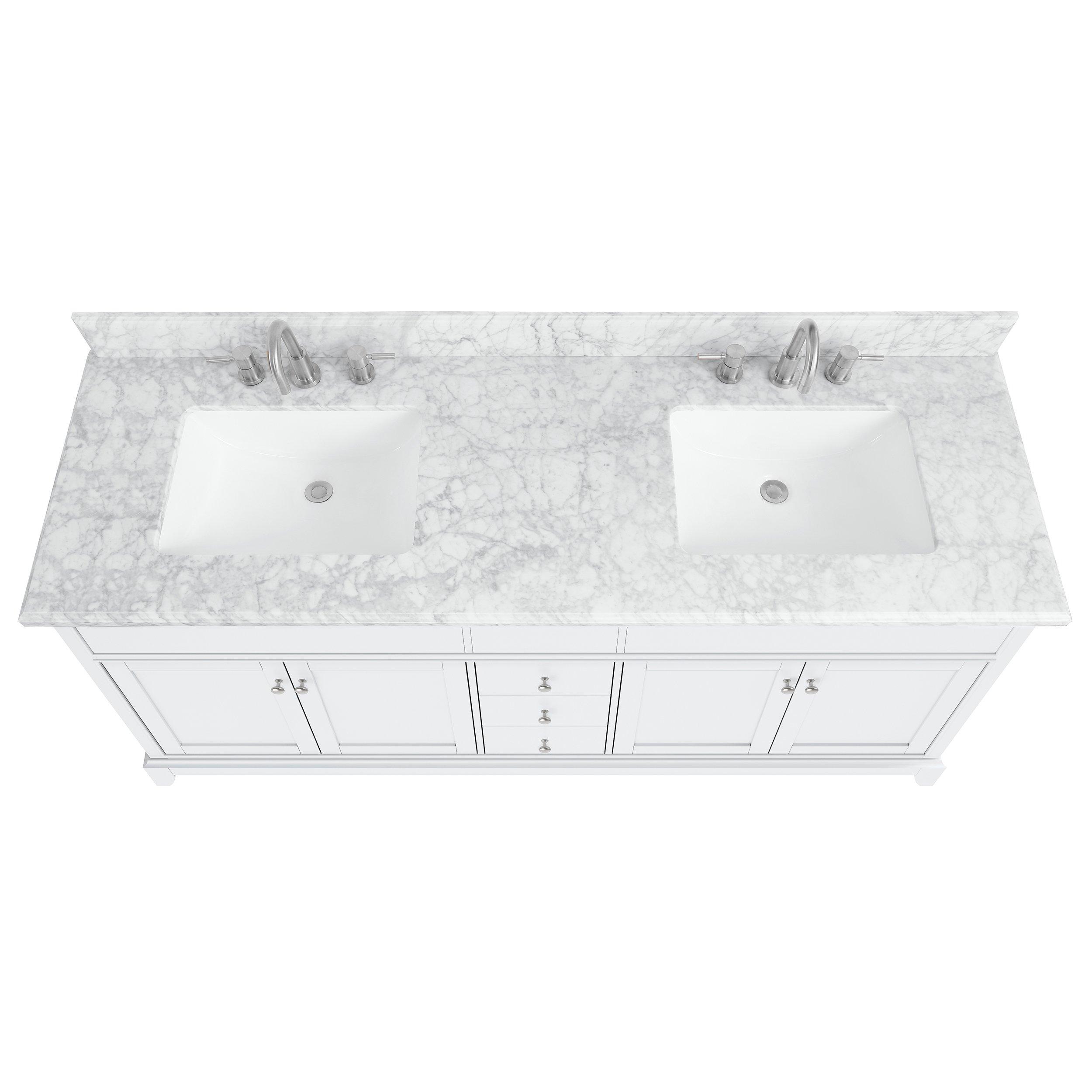 Auro 73 in. White Double Vanity with Carrara Marble Top