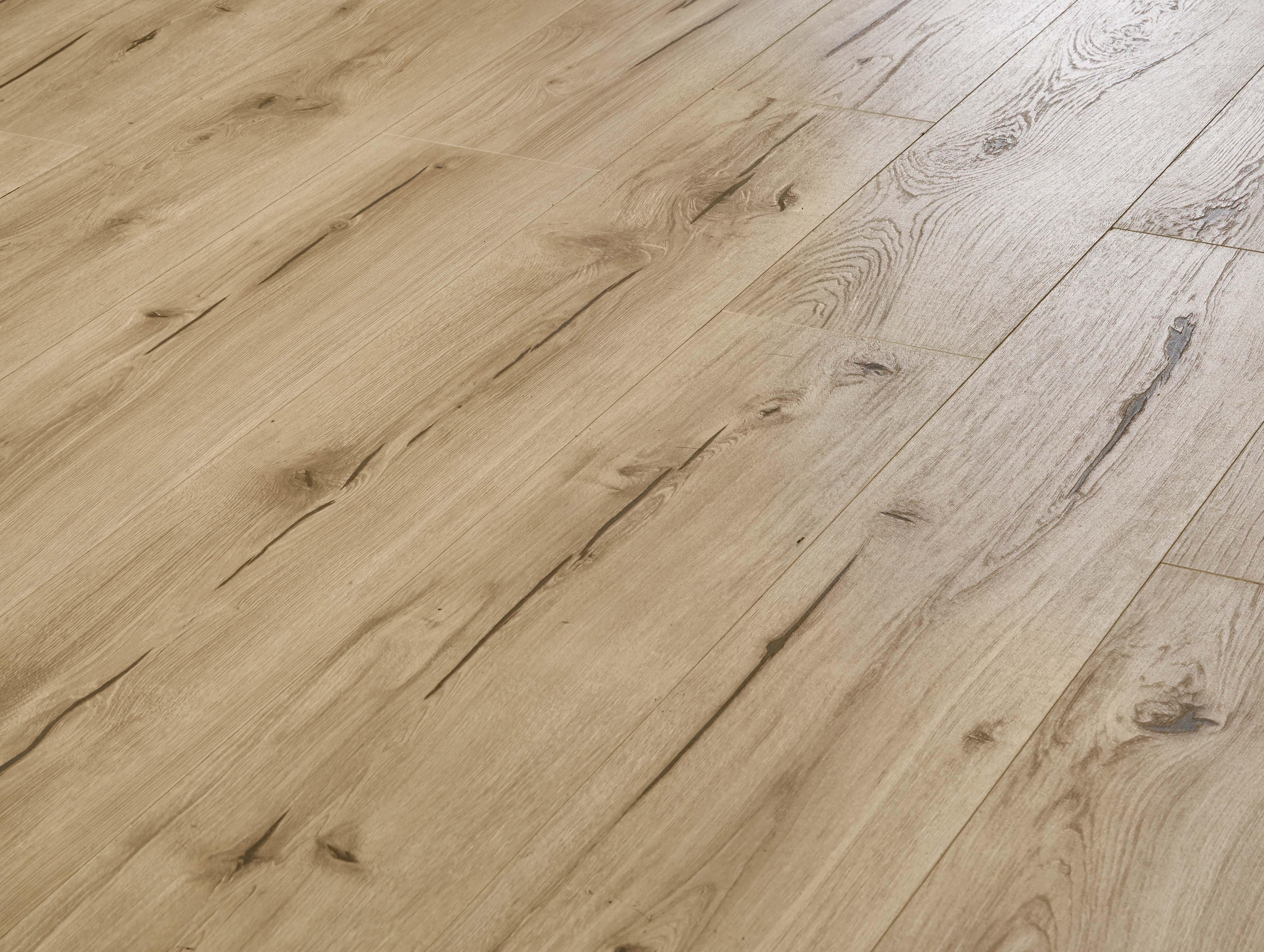 Closeup of laminate flooring with authentic texture