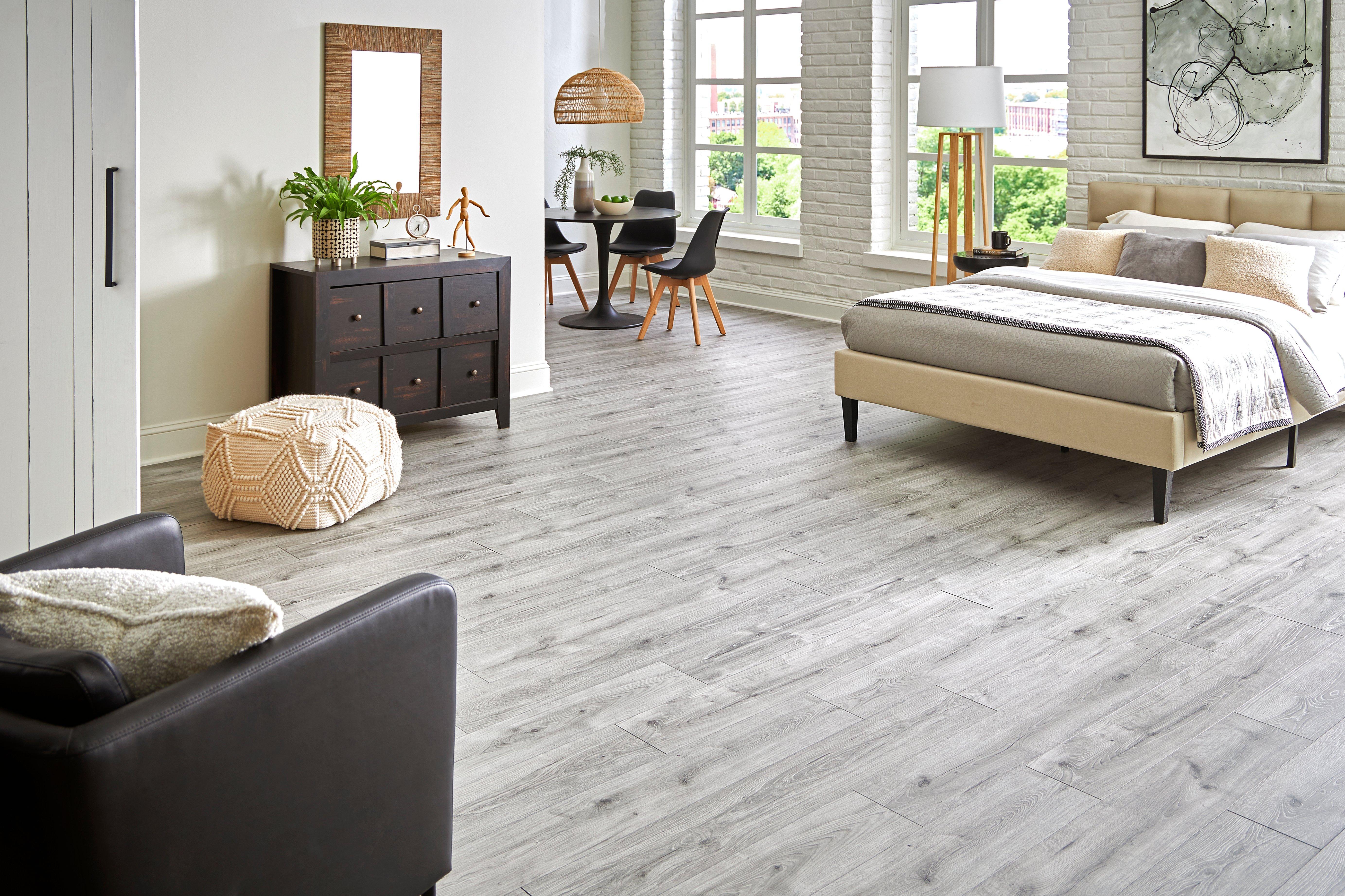 Waterproof laminate wood shop flooring