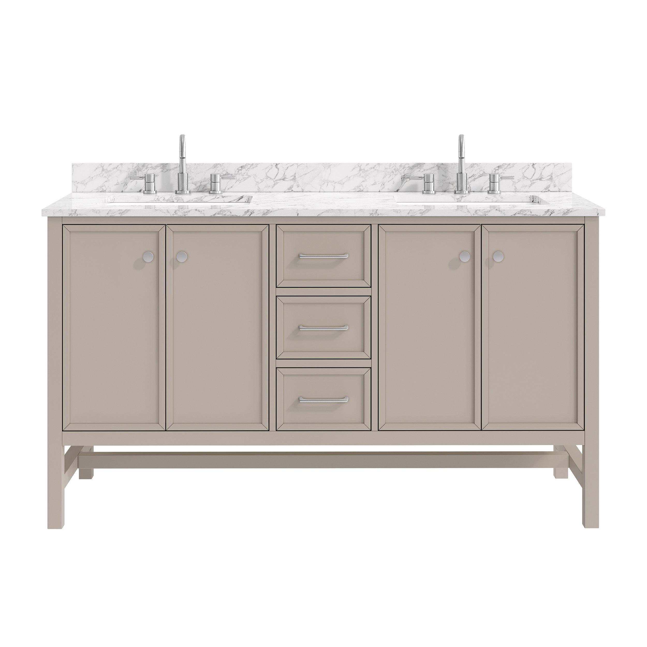 Piper 61 in. Crema Greige Vanity with Engineered Marble Top | Floor and ...
