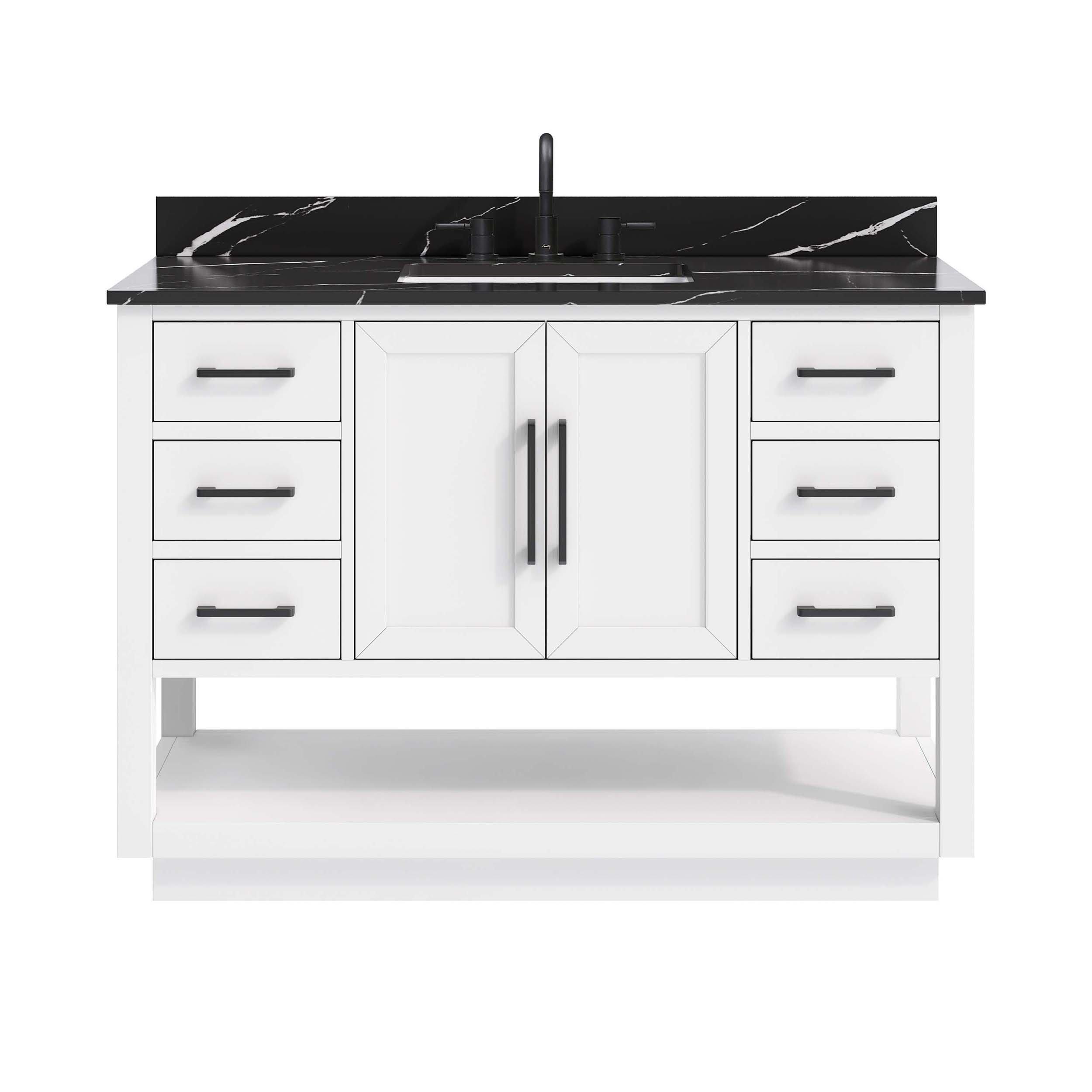 Hayden 49 in. White Vanity with Marble Top | Floor and Decor