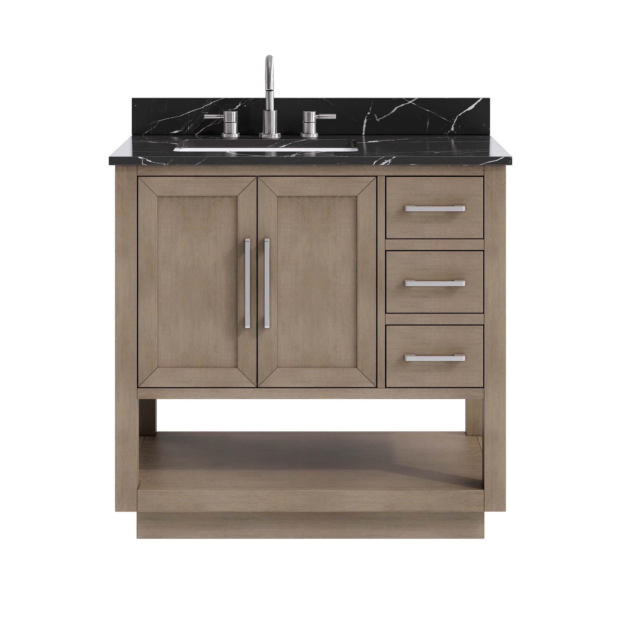 Hayden 37 in. Natural Vanity with Marble Top | Floor and Decor