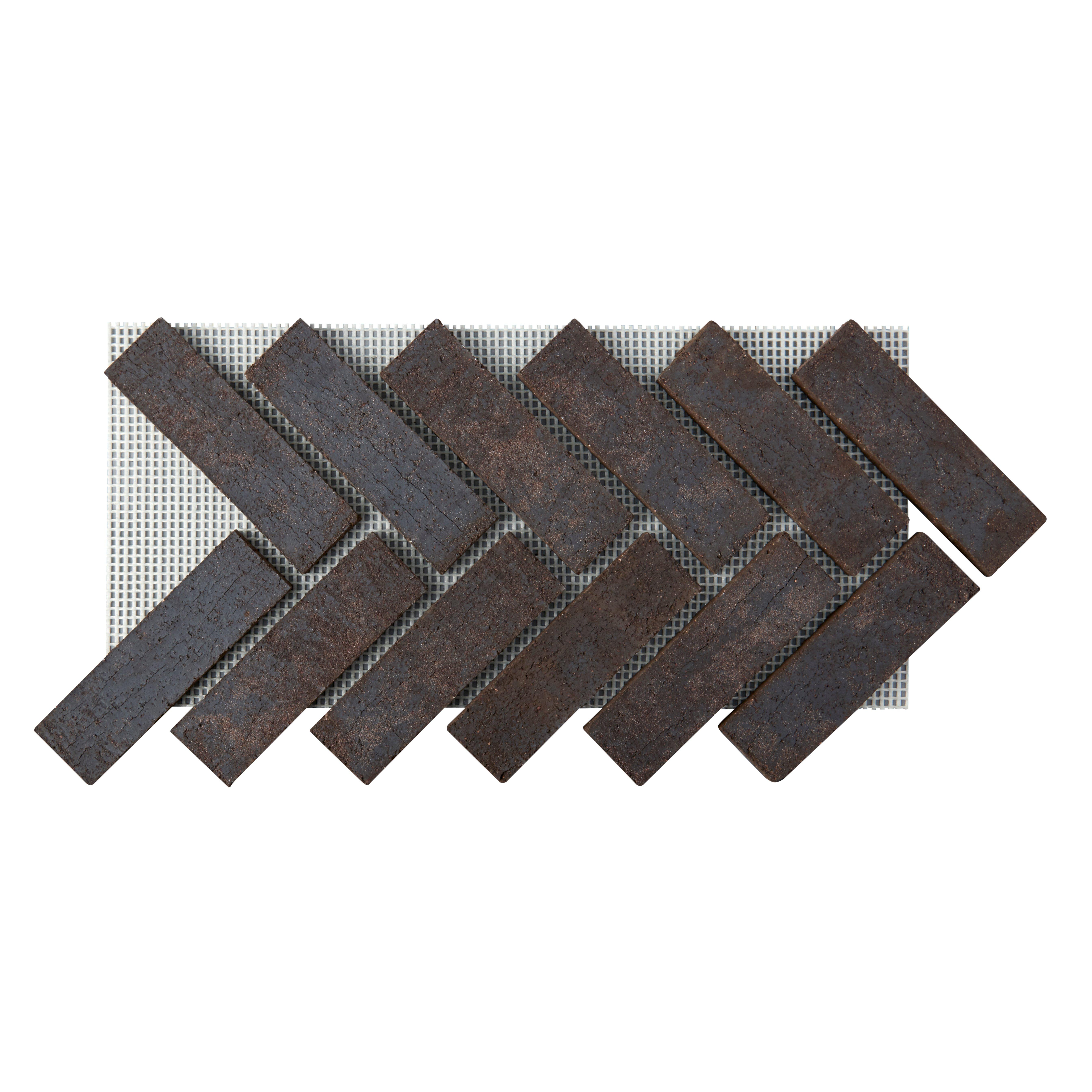 Carbon Black Thin Brick Herringbone Panel