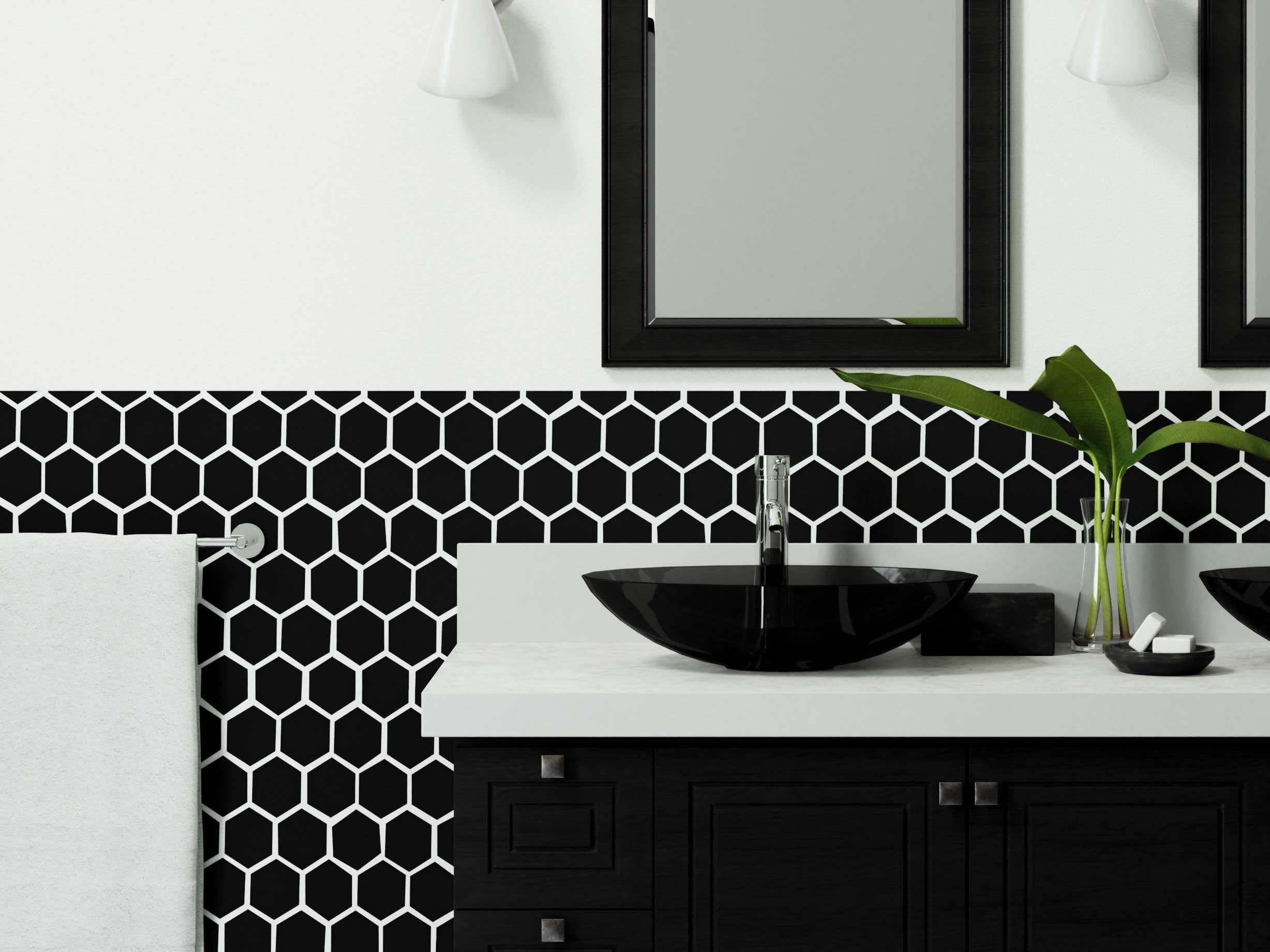 Jet Black Hexagon Honed Basalt Mosaic
