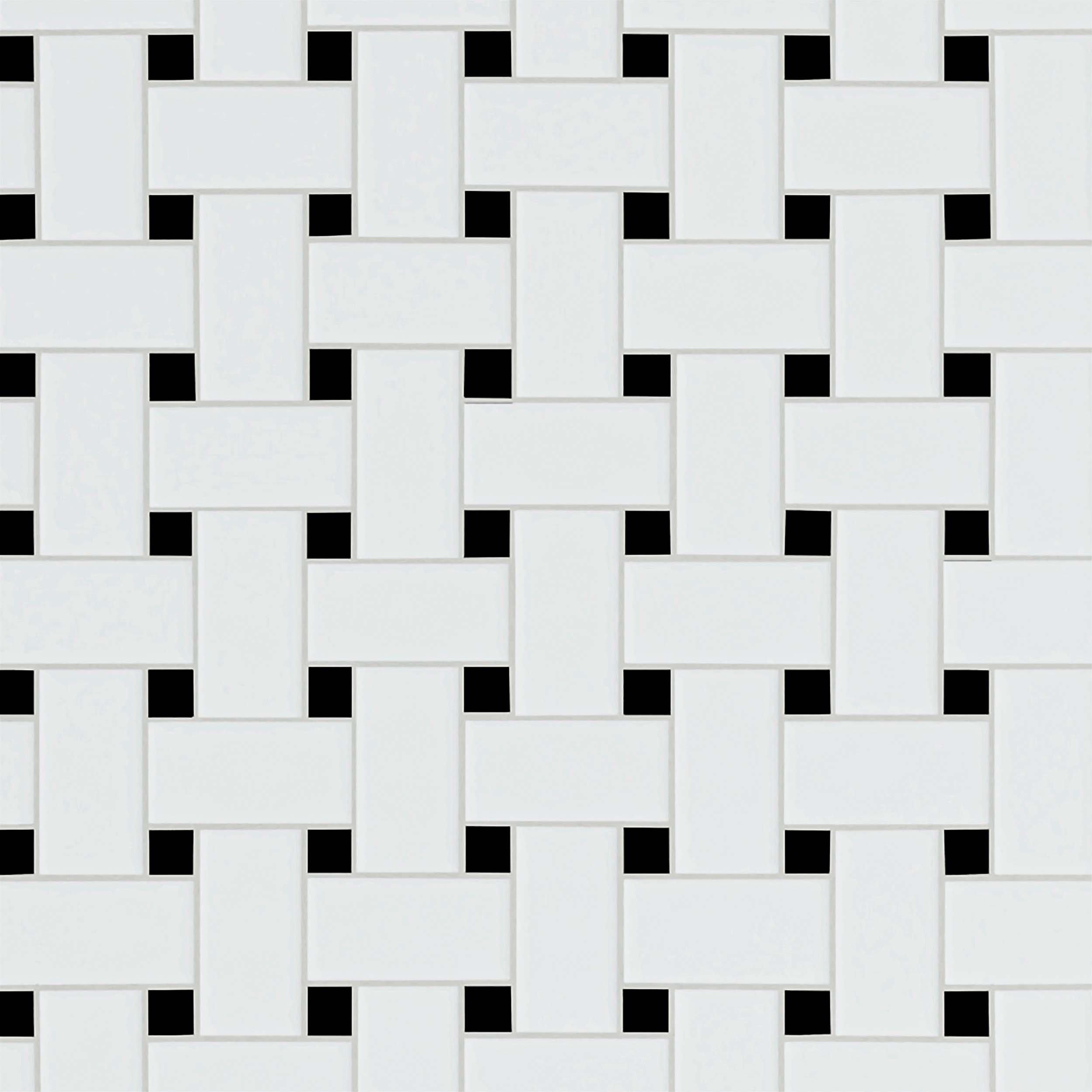 Black and White Basketweave II Porcelain Mosaic