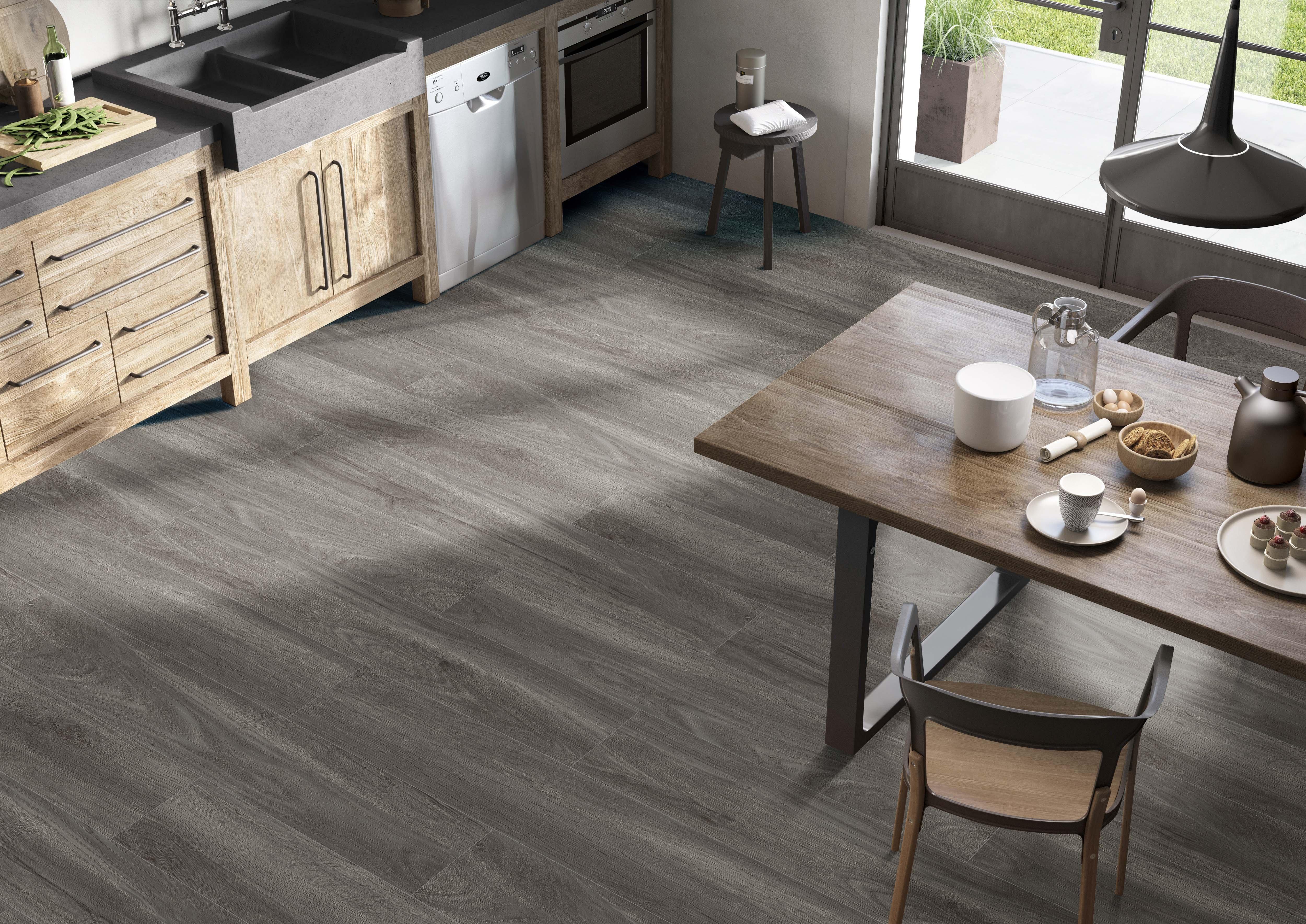 Elmwood Grey Wood Plank Porcelain Tile
