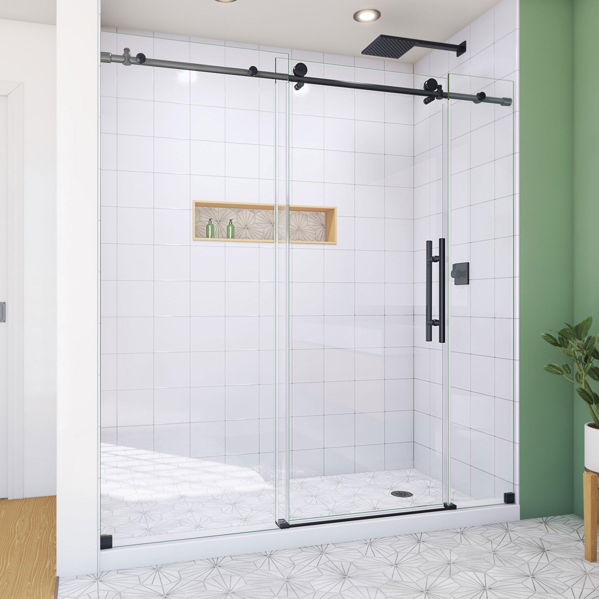 Enigma-X Matte Black Frameless Sliding Shower Door