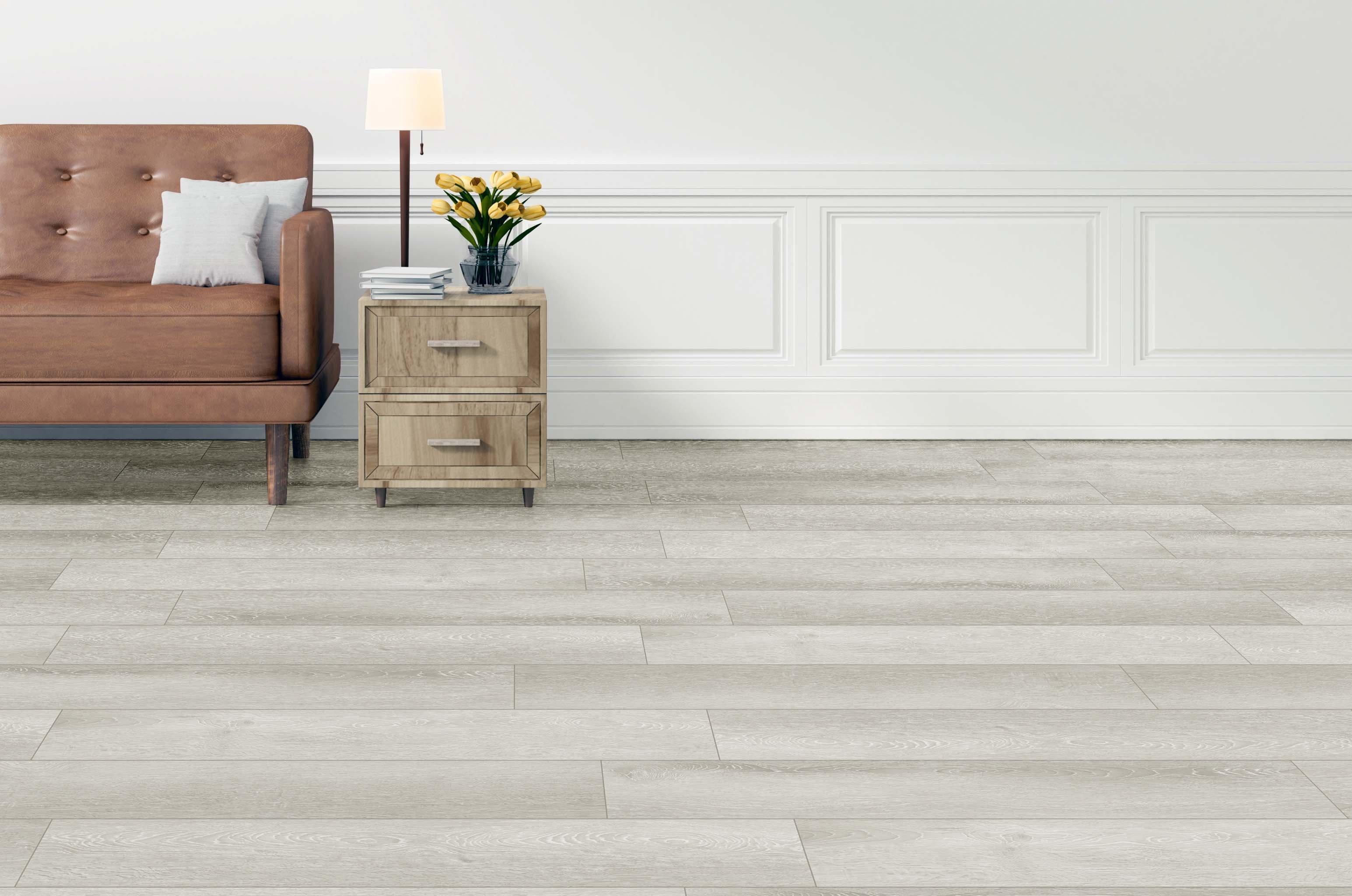 White Blossom Waterproof Rigid Core Luxury Vinyl Plank - Cork Pad