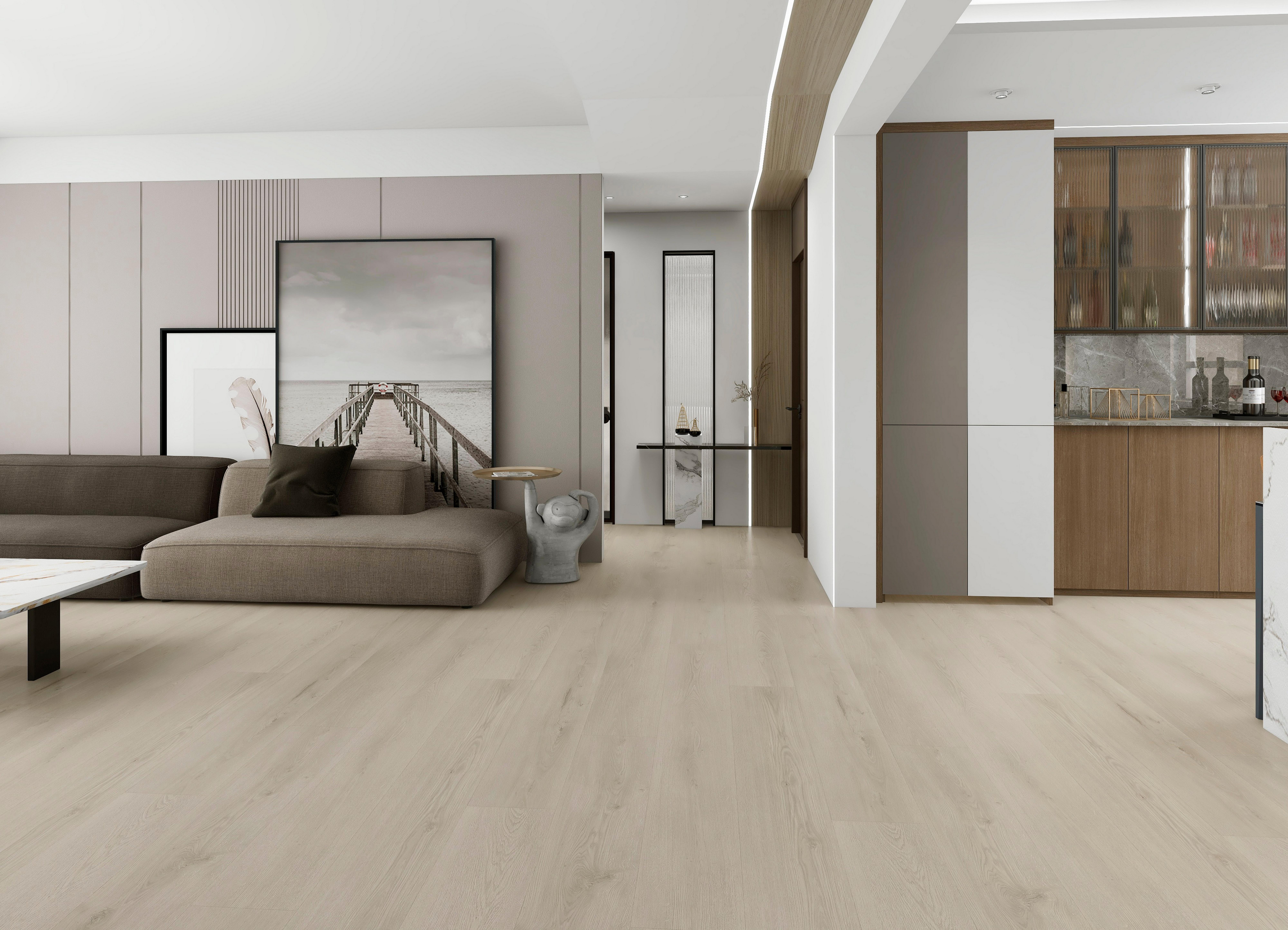 Snow Drift Waterproof Rigid Core Luxury Vinyl Plank - Cork Pad