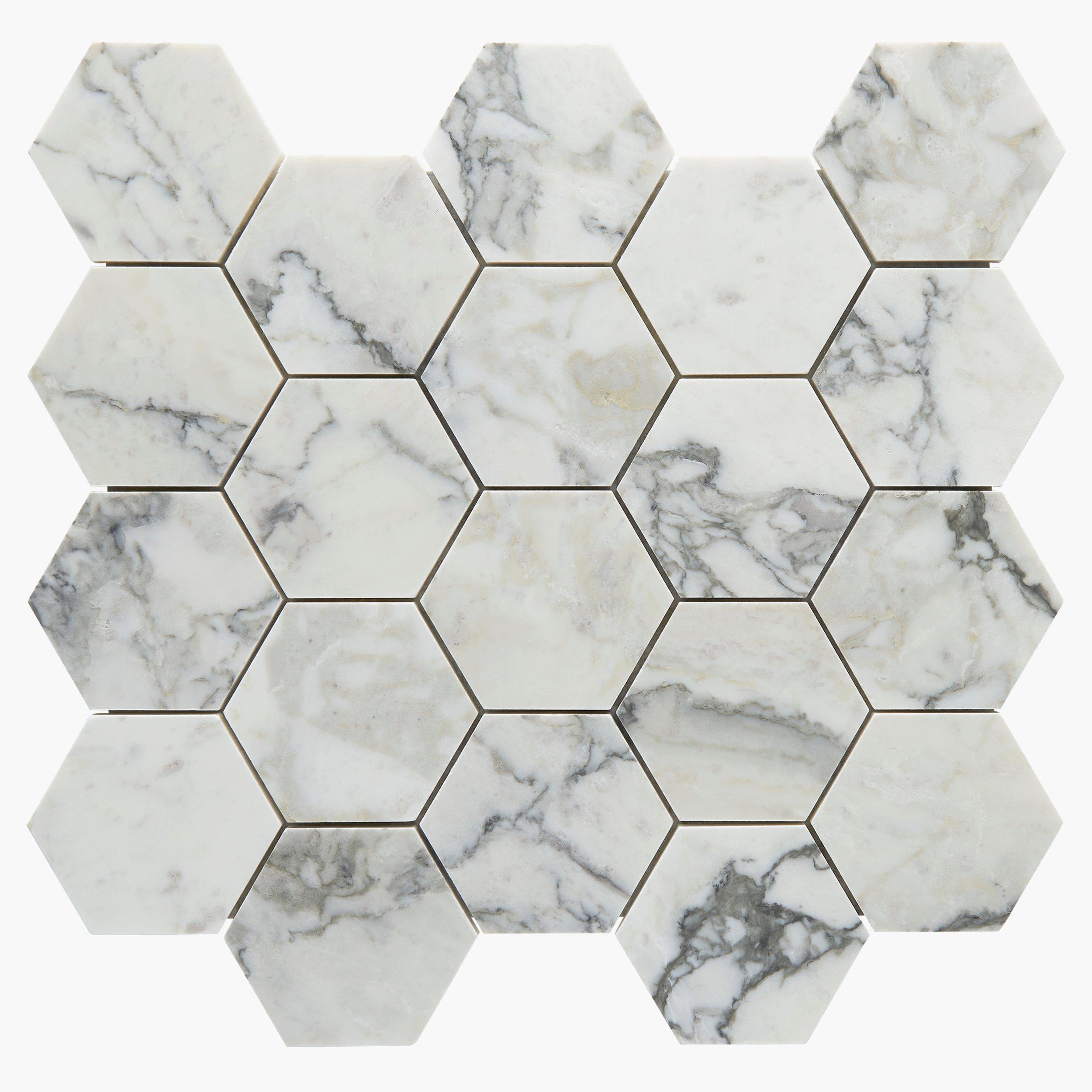 Statuario Gioia  Hexagon Polished Marble Mosaic