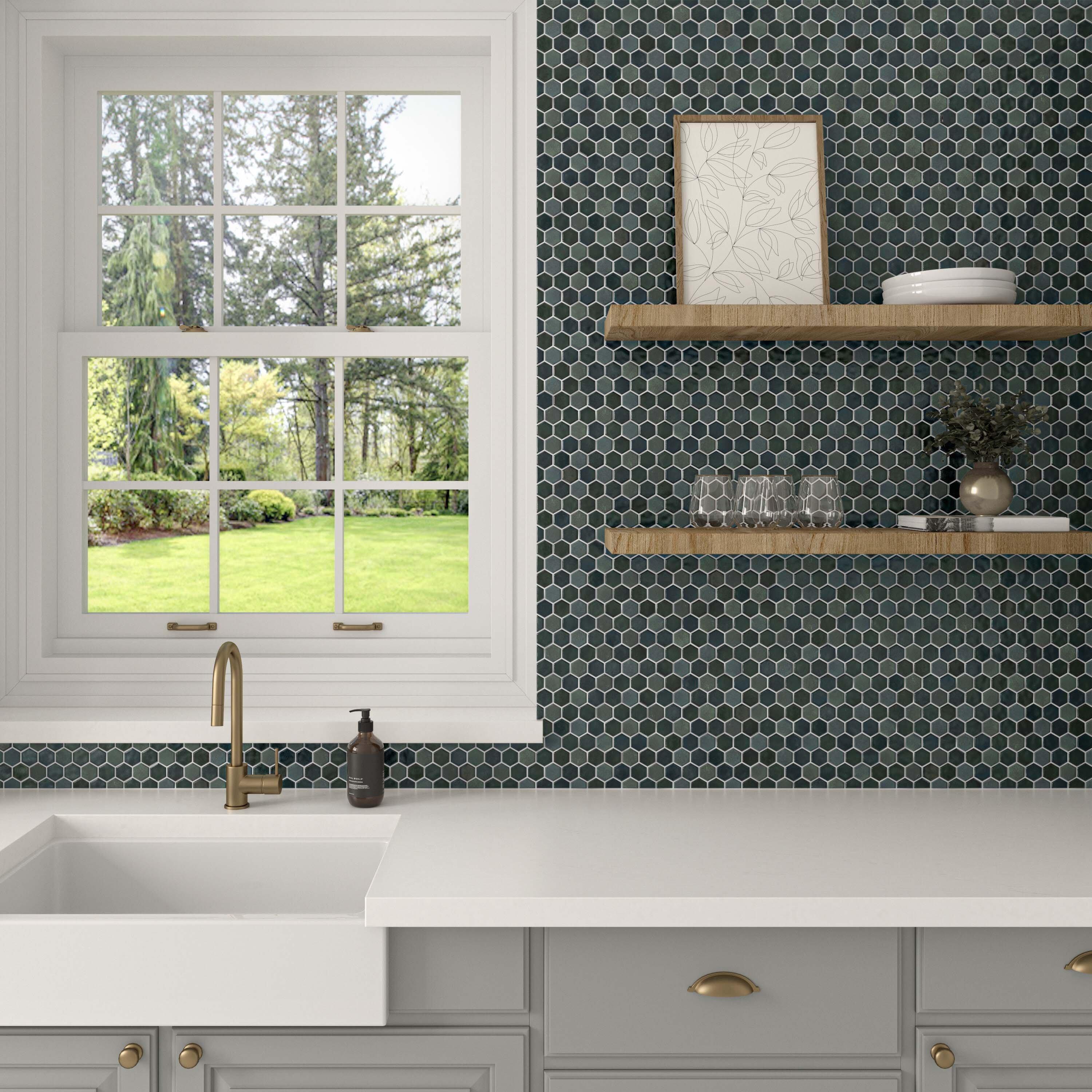 Juniper Mix Finish Ceramic Hexagon Mosaic