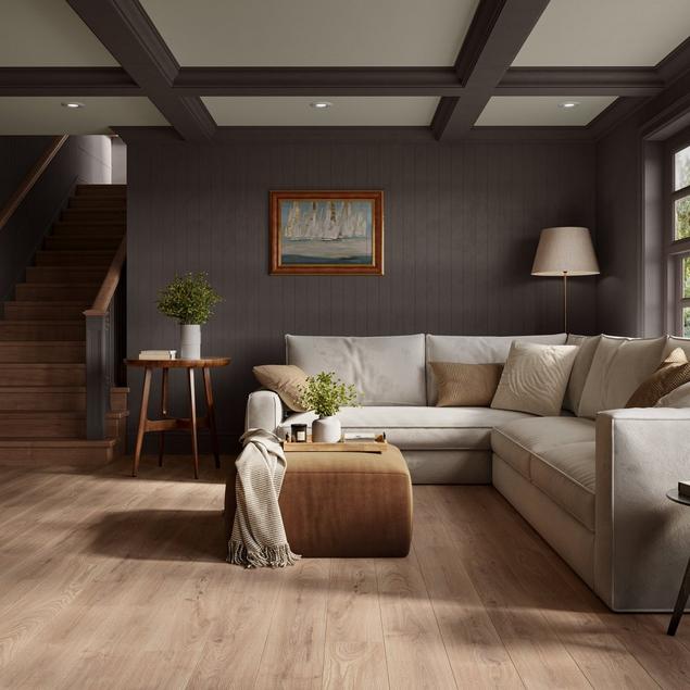 Cozy living room with Optimax™ Performance flooring.