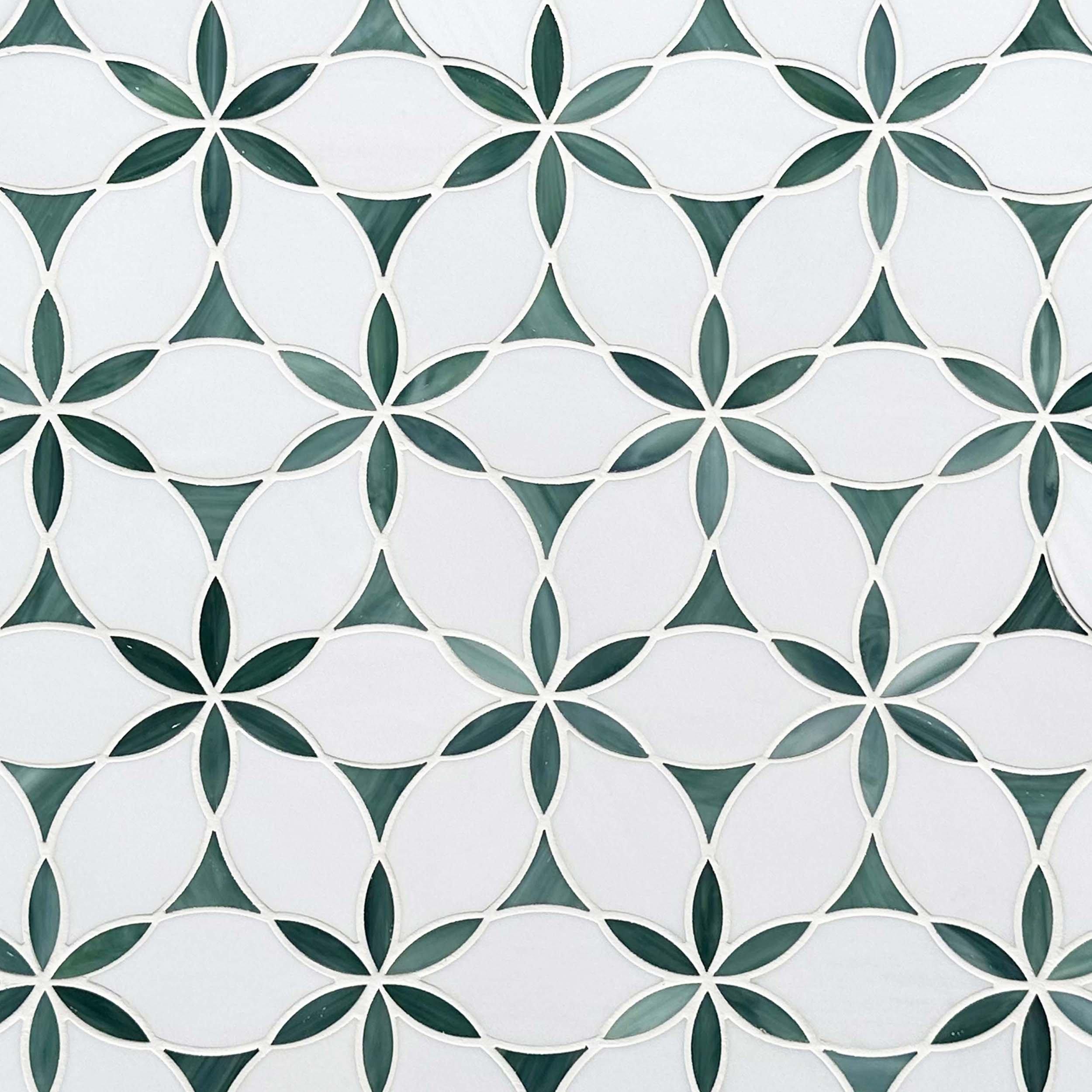 Jade Floral Art Glass Mosaic